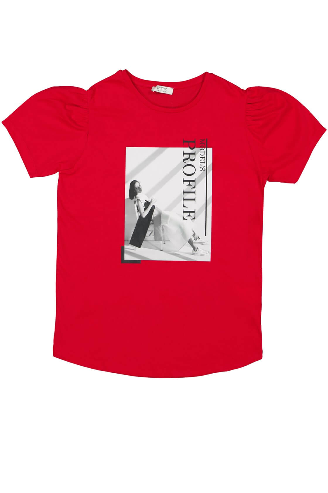 Kırmızı Baskılı Pamuk T-ShirtST050S7114801