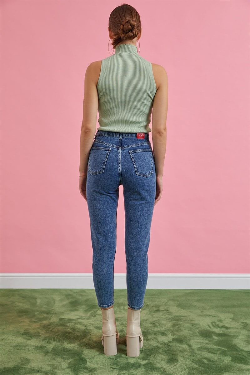 Mavi Paça Detaylı Yüksek Bel Fit JeanST060W31628001