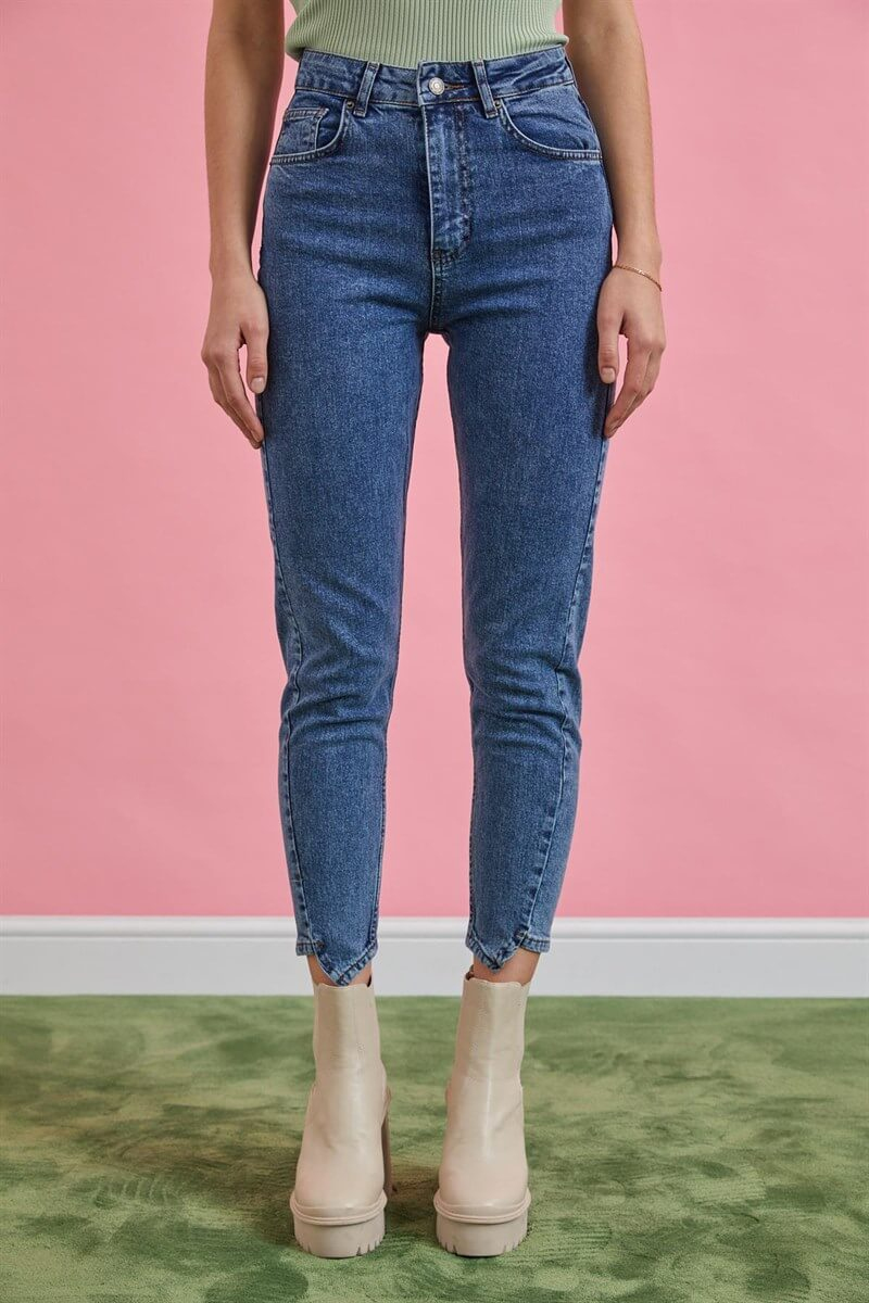 Mavi Paça Detaylı Yüksek Bel Fit JeanST060W31628001