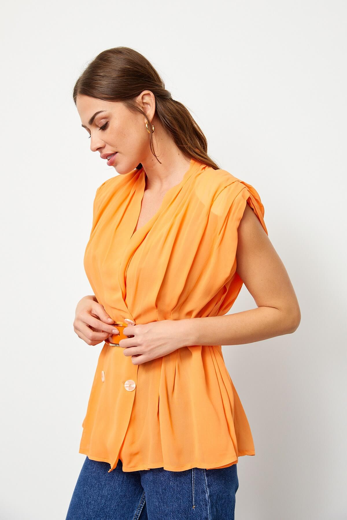 Oranj Jorjet Vatkalı Kruvaze BluzST060S3052301