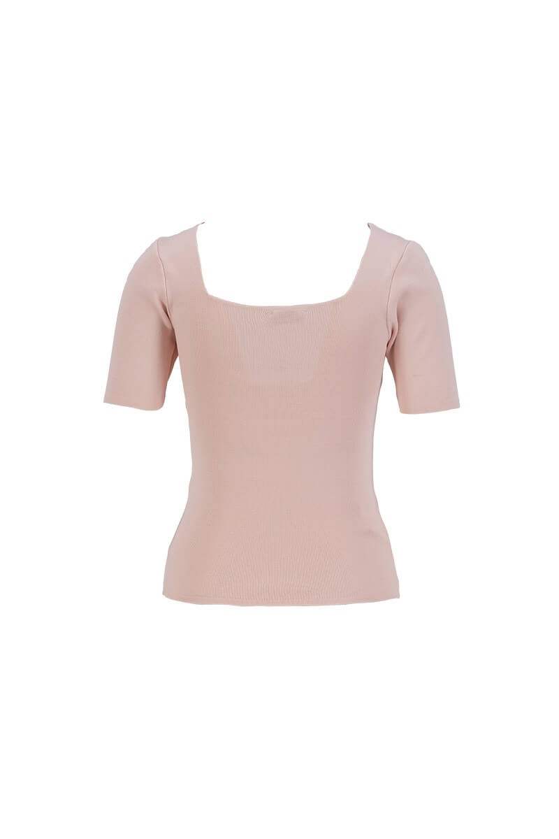 Pembe Kare Yaka Kısa Kollu TrikoST070S94182001