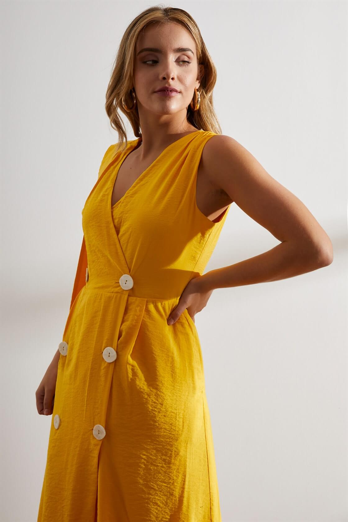 Sarı Kolsuz Midi ElbiseST050S4054401