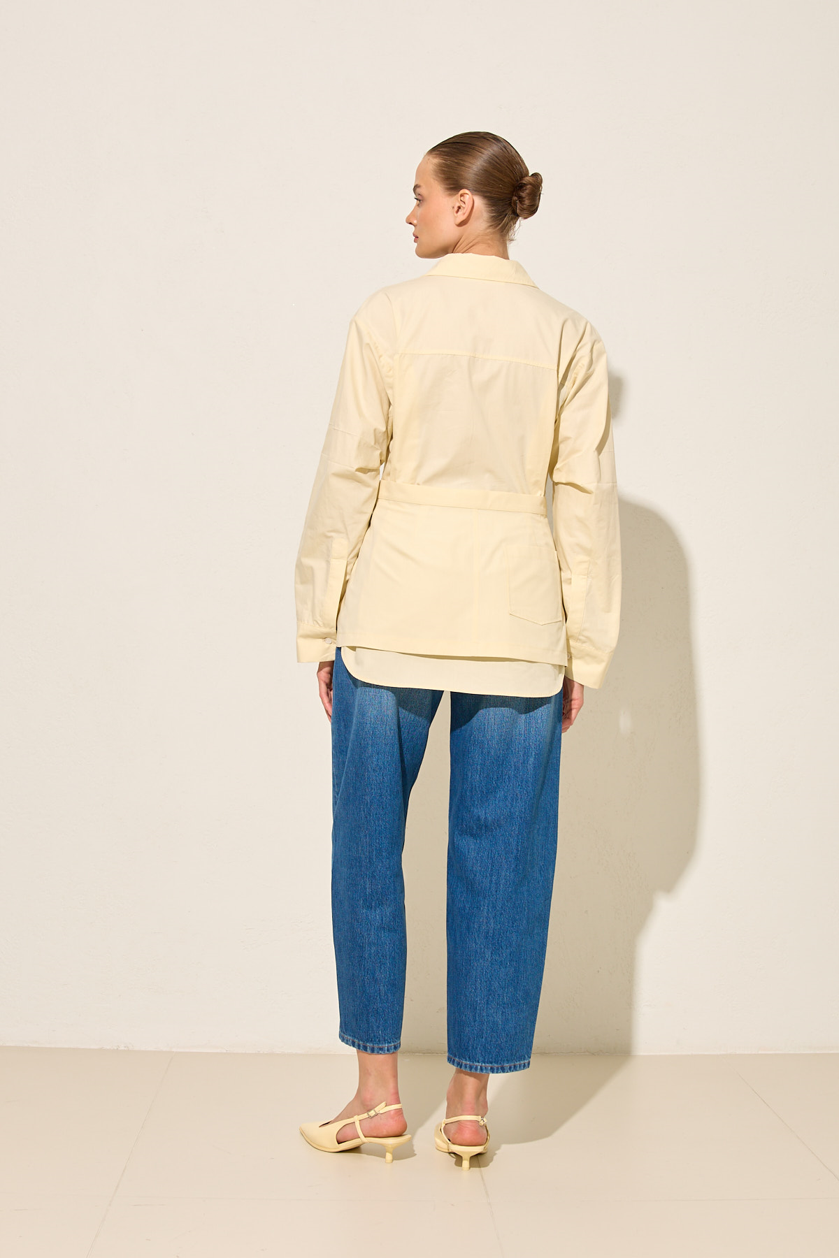 Amber Bel Panelli Uzun Kollu Pamuk Gömlek Kadın Gömlek modelleri