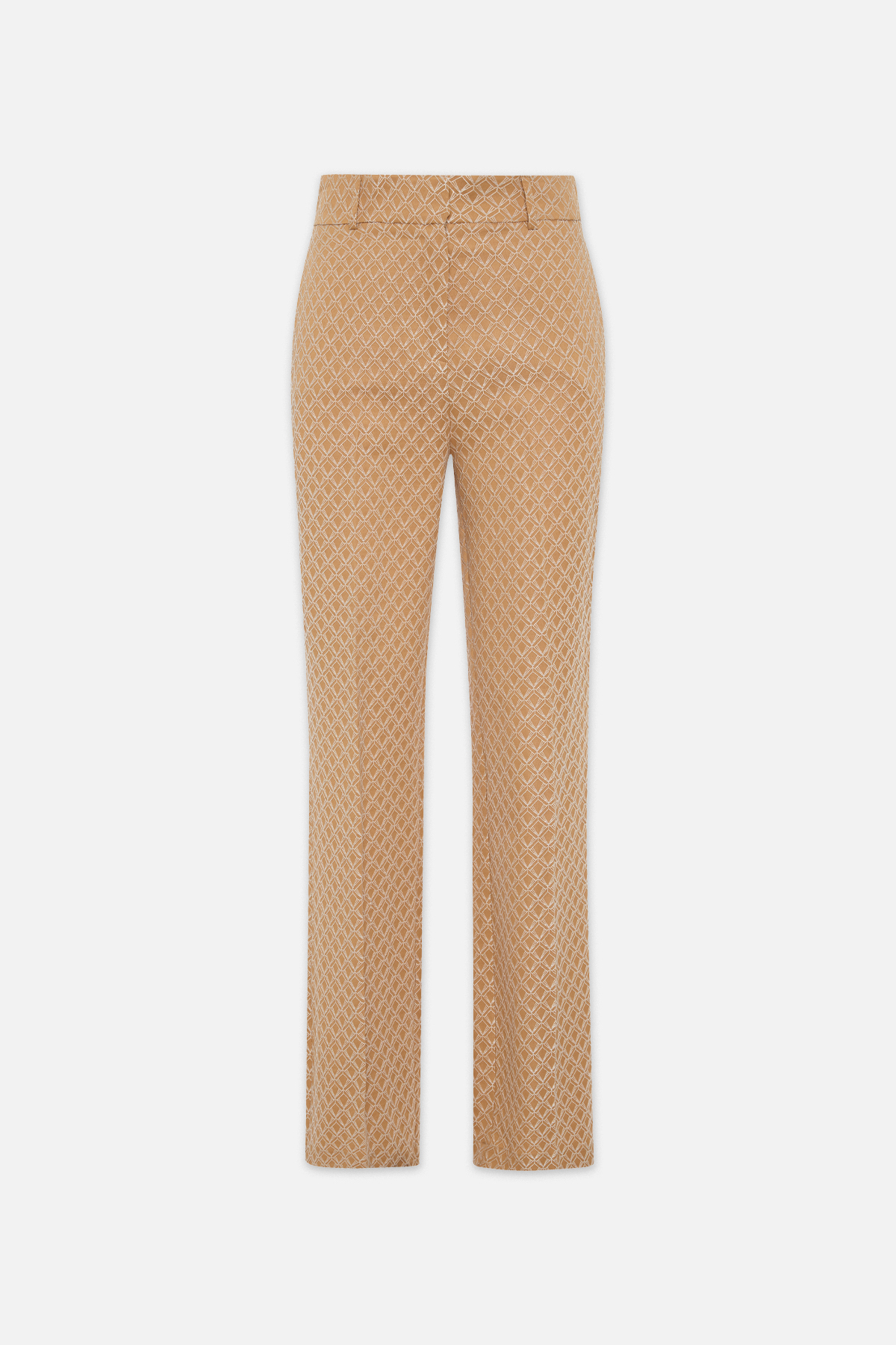 Bej Asimetrik Kapama Düğme Detaylı Ceket, Bel Ve Cep Detaylı Pantolonlu Desenli Takım Kadın Takım Elbise modelleri