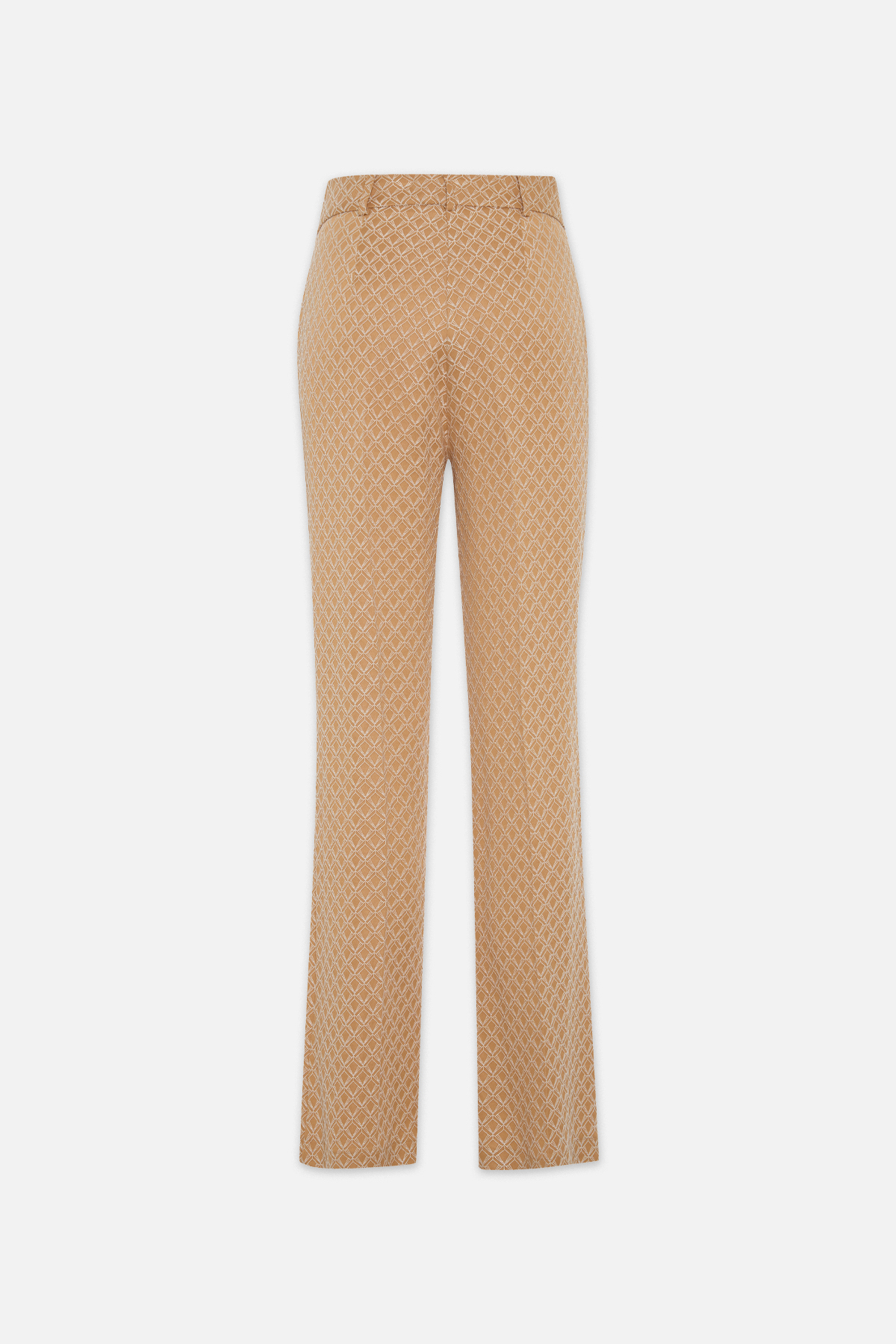 Bej Asimetrik Kapama Düğme Detaylı Ceket, Bel Ve Cep Detaylı Pantolonlu Desenli Takım Kadın Takım Elbise modelleri