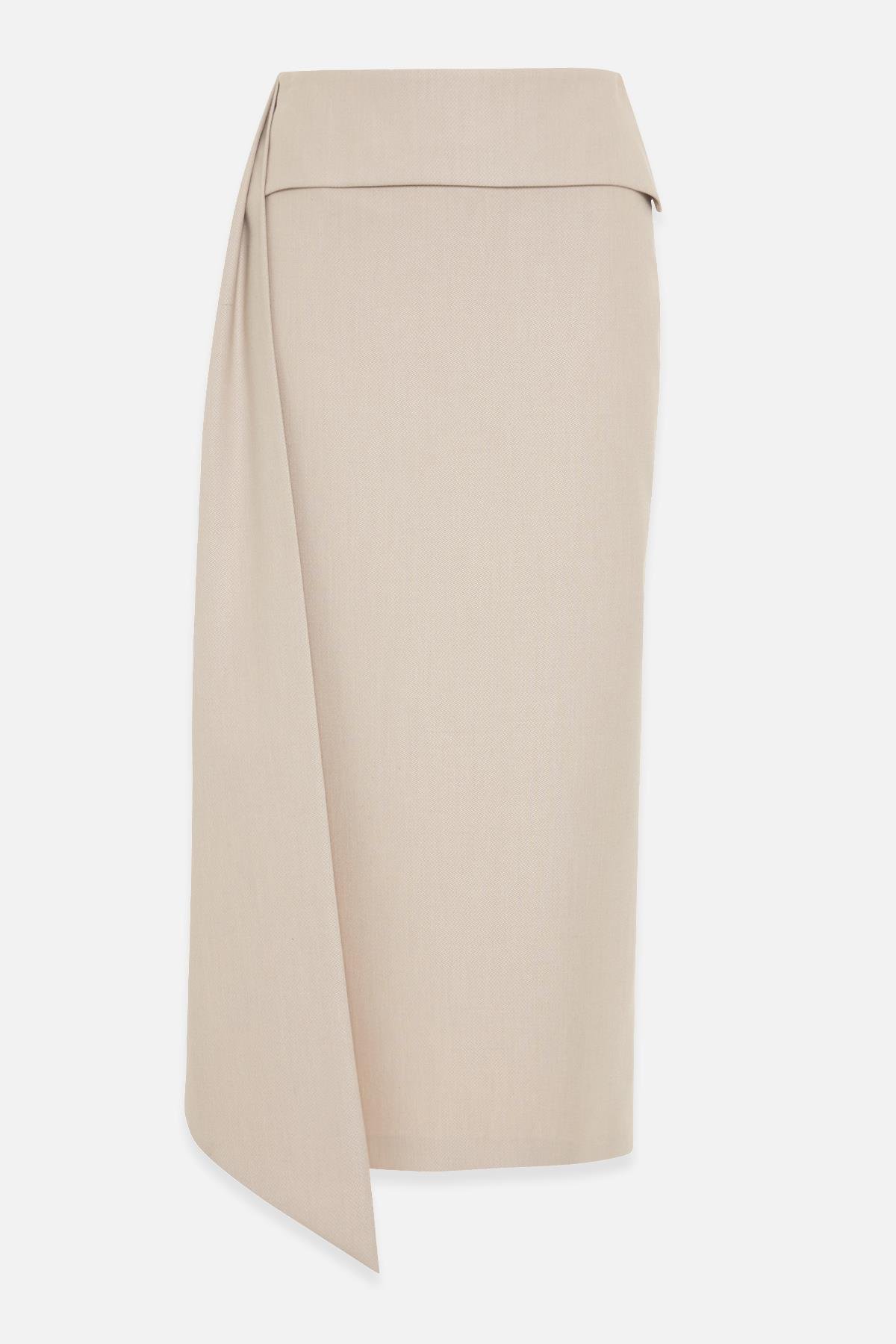 Bej Bel Detaylı Midi Boy Etek Kadın Kategorisiz modelleri