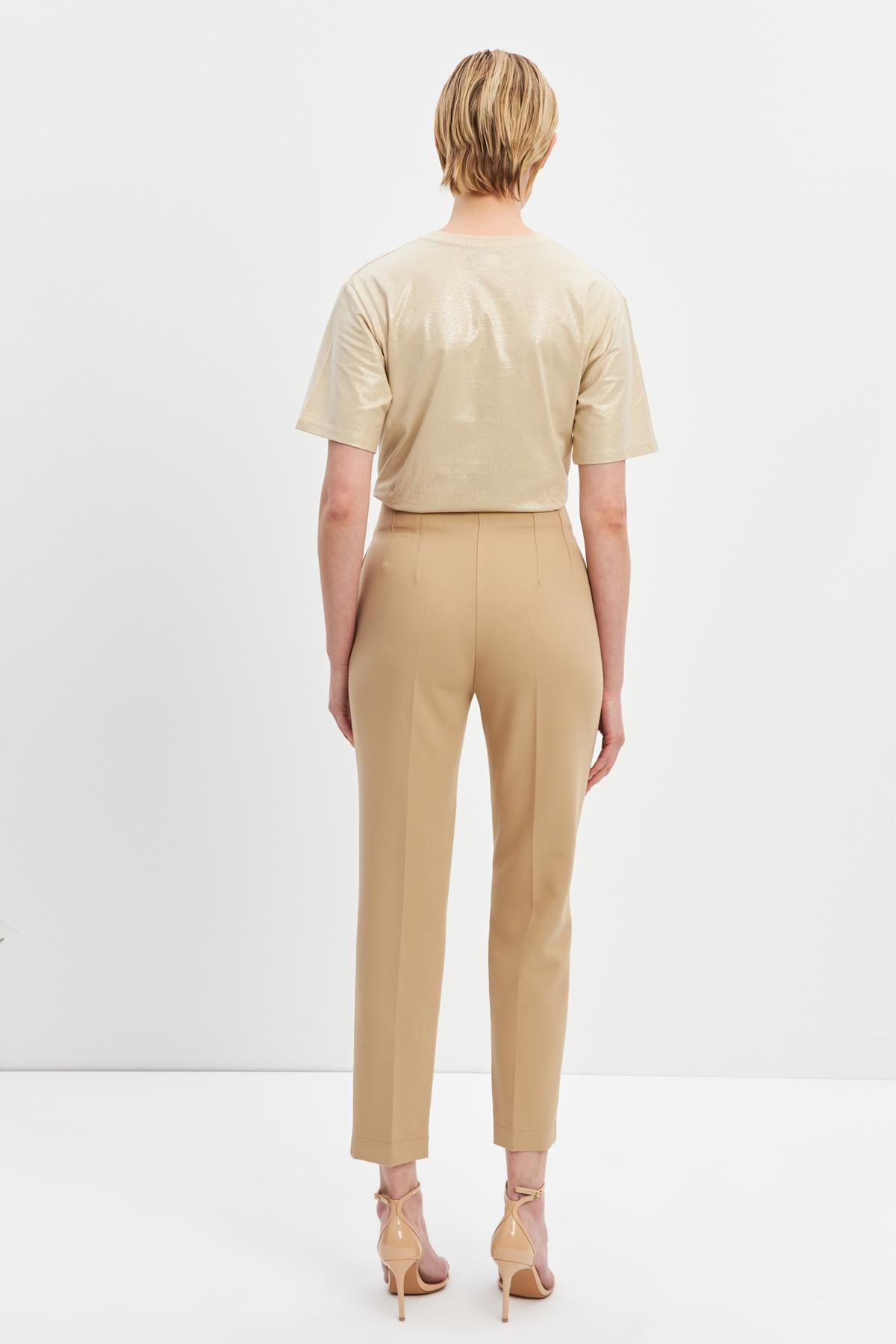 Bej Cep Detaylı Dar Kesim Pantolon Kadın Pants modelleri