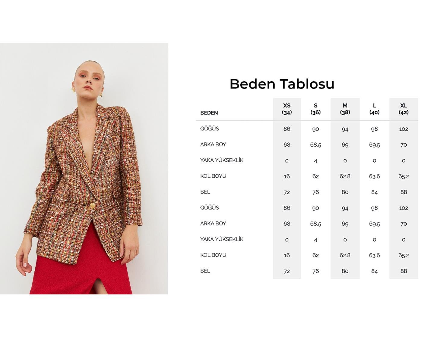 Bej-Oranj Tek Düğmeli Dokuma Detaylı Ceket Kadın Ceket modelleri