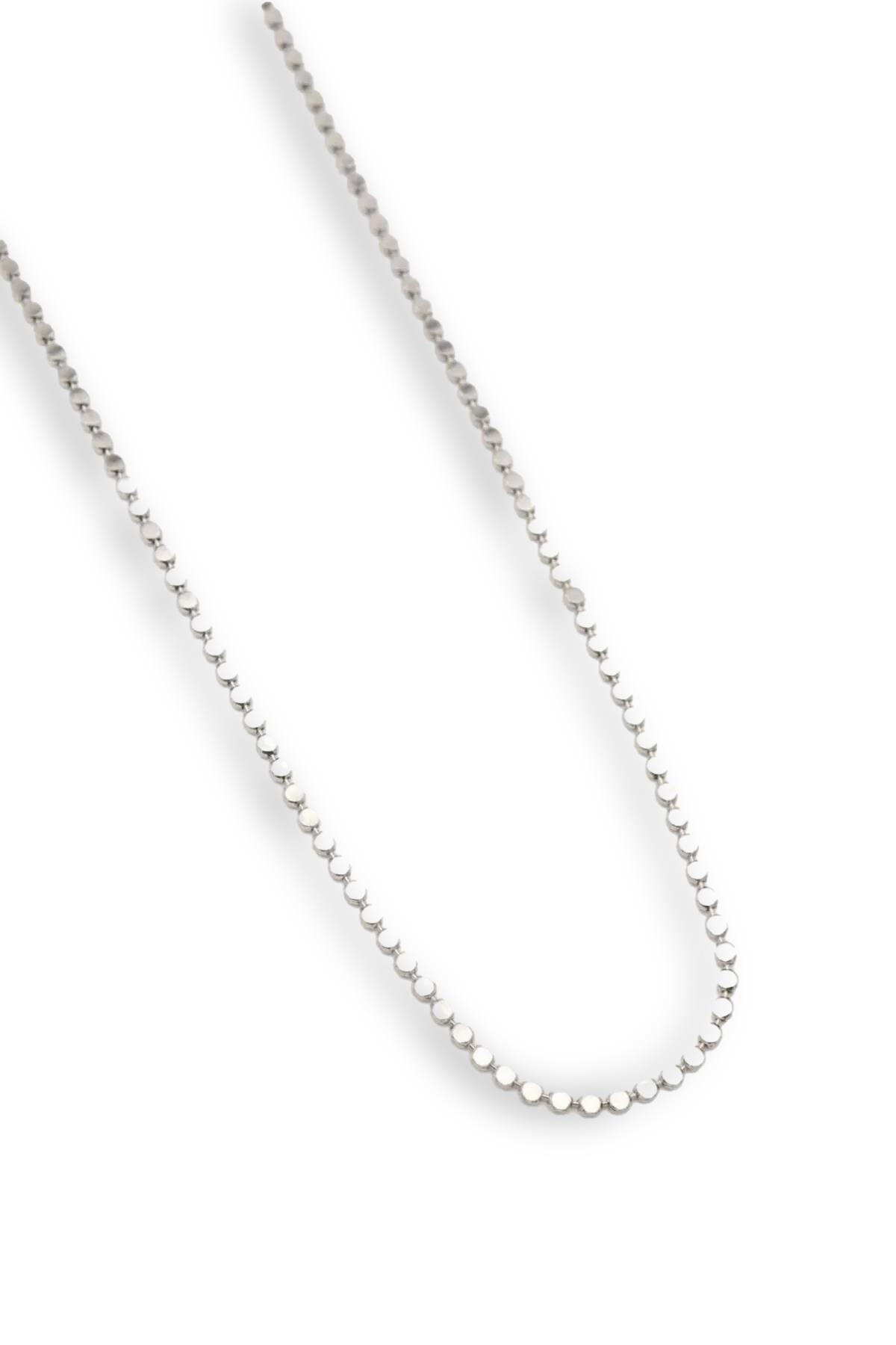 Beyaz Gümüş Kaplama Ezme Zincir Kolye Kadın Kolye modelleri