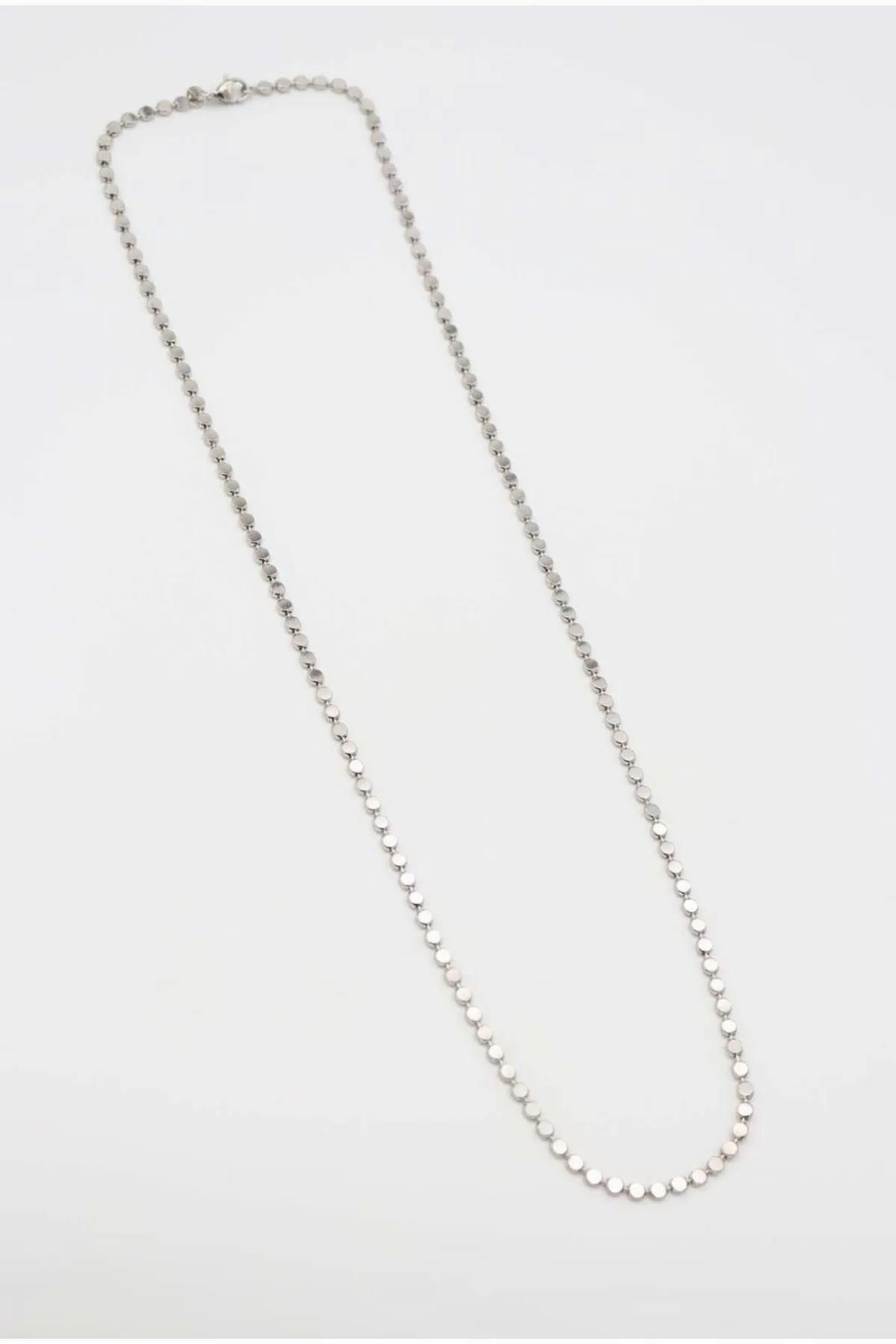 Beyaz Gümüş Kaplama Ezme Zincir Kolye Kadın Kategorisiz modelleri