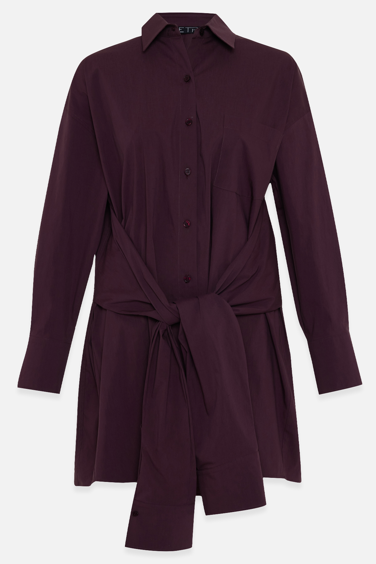 Bordo %100 Pamuklu Belden Bağlama Detaylı Uzun Kollu Gömlek Kadın Gömlek modelleri