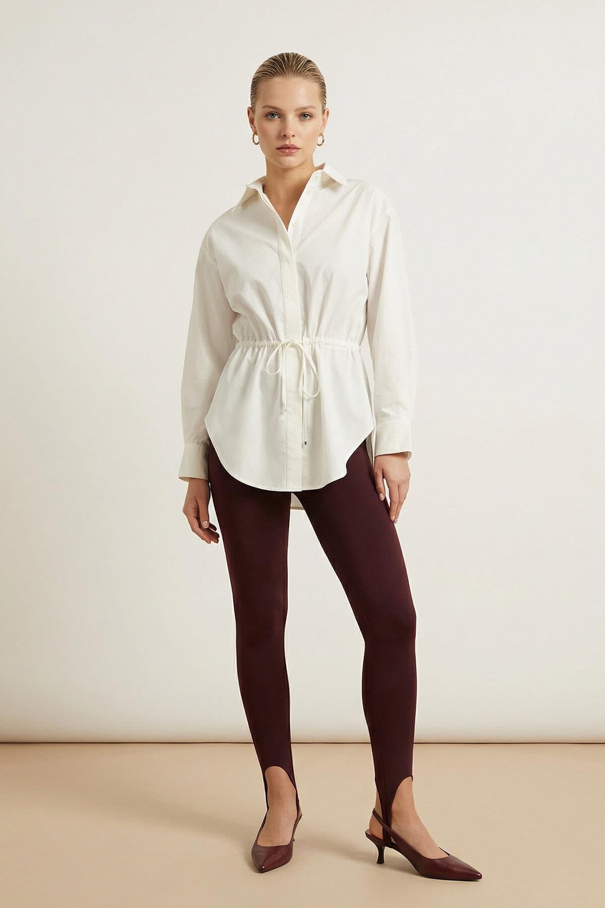 Bordo Kemer Ve Paça Detaylı Tayt Kadın Tayt modelleri