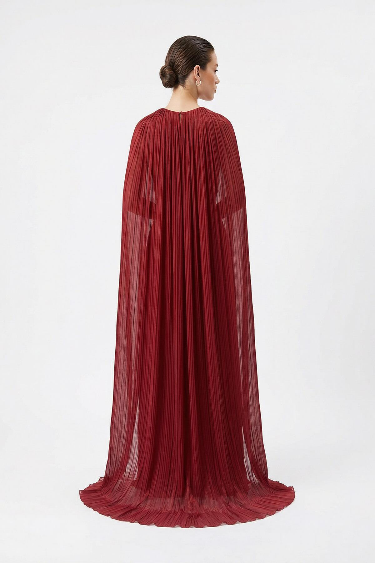 Bordo Straplez Yaka Detaylı Dökümlü Abiye Elbise Kadın Abiye Elbise modelleri