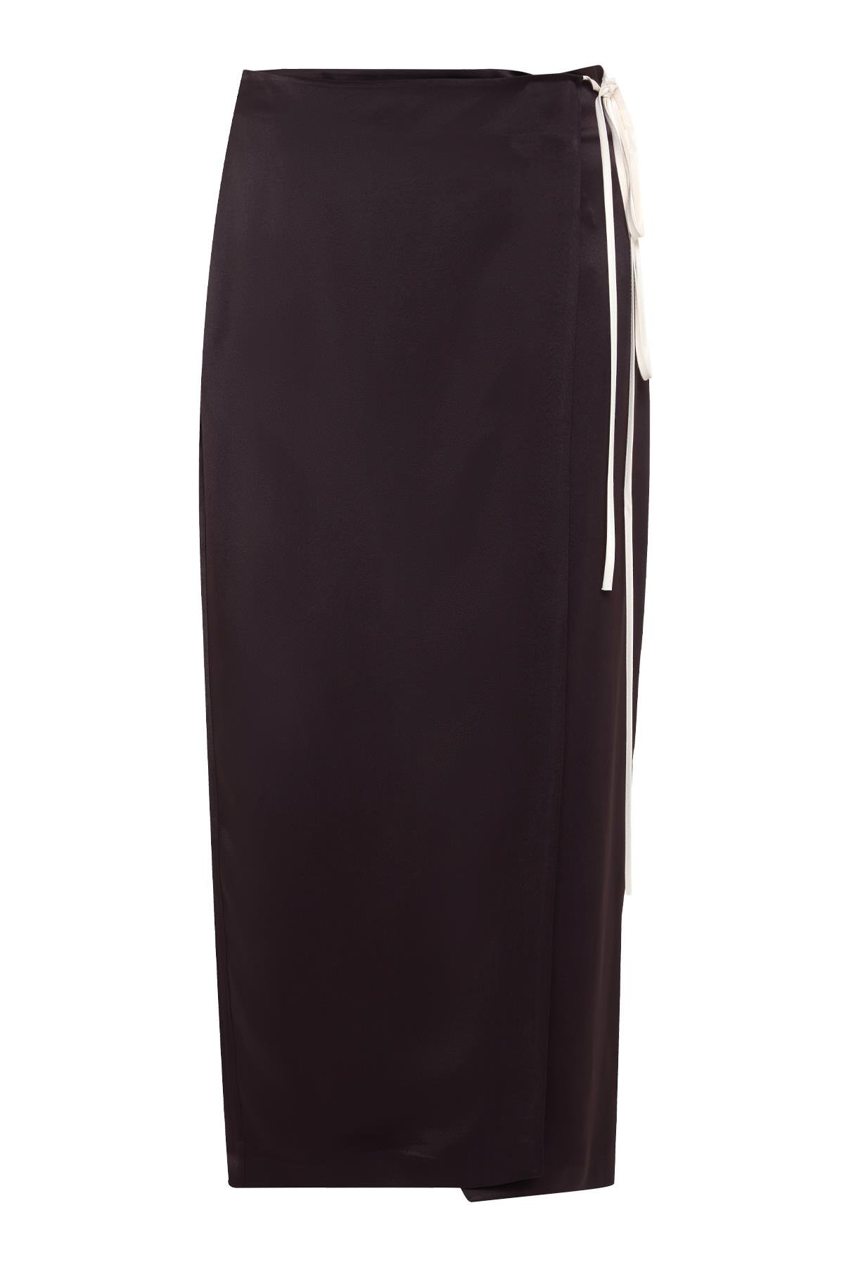 Çikolata Bağlama Detaylı Midi Boy Etek Kadın Etek modelleri