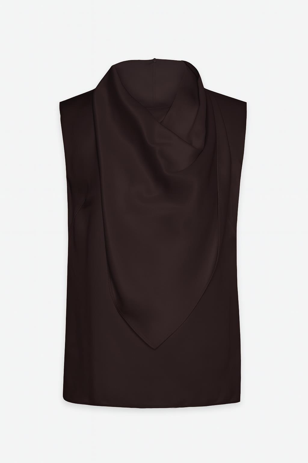 Çikolata Drape Ve Yaka Detaylı Kolsuz Bluz Kadın Bluz modelleri