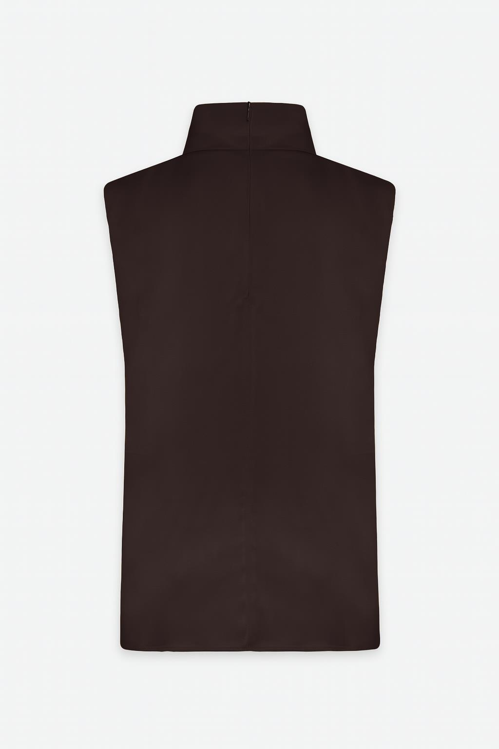 Çikolata Drape Ve Yaka Detaylı Kolsuz Bluz Kadın Bluz modelleri