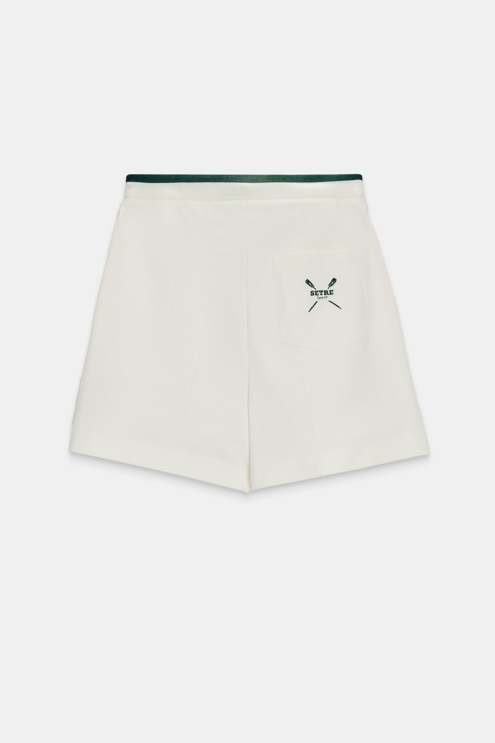 Ekru %100 Pamuk Belden Şerit Detaylı Rahat Kesim Mini Şort Kadın Şort modelleri