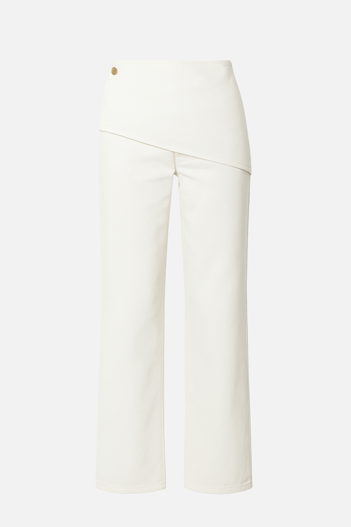 Ekru %100 Pamuklu Asimetrik Bel Detaylı Rahat Kesim Kot Pantolon Kadın Kategorisiz modelleri