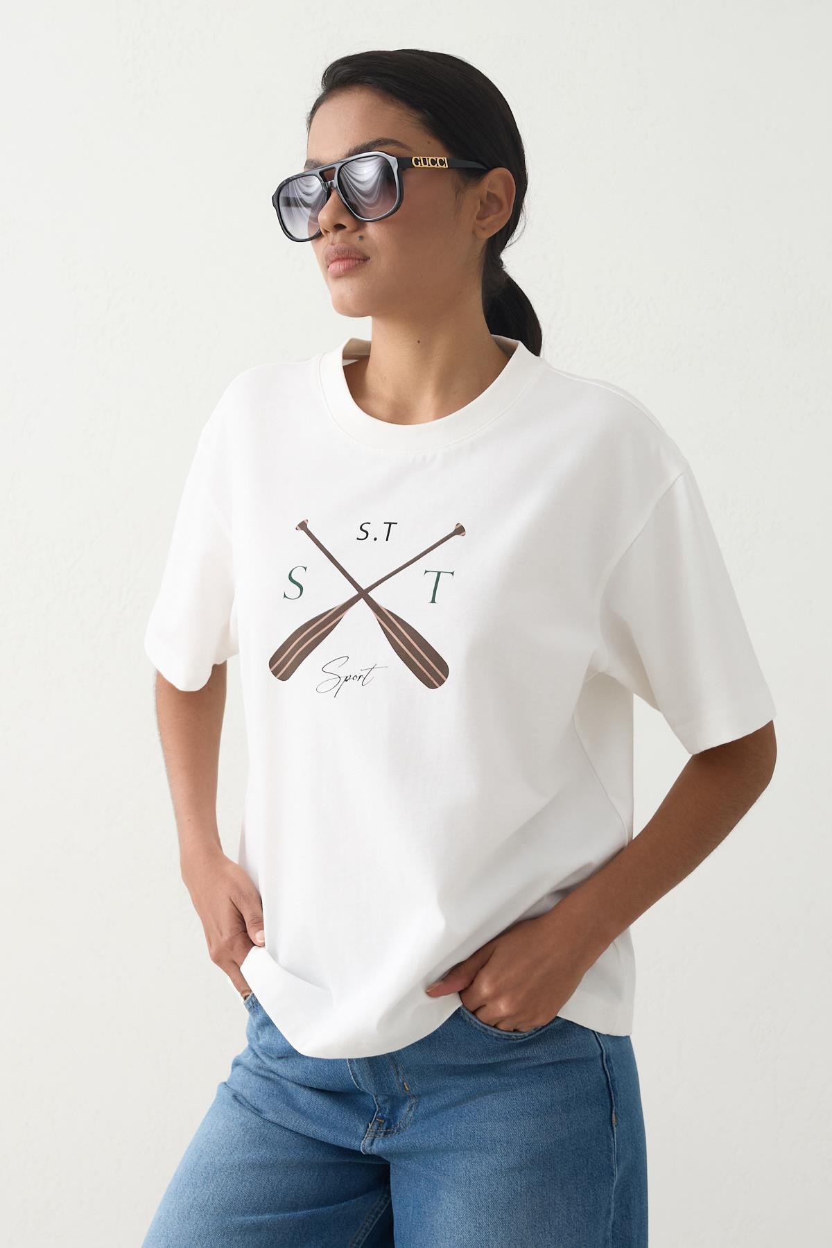 Ekru 2YB3ESTS0461 T-SHIRT Kadın Kategorisiz modelleri