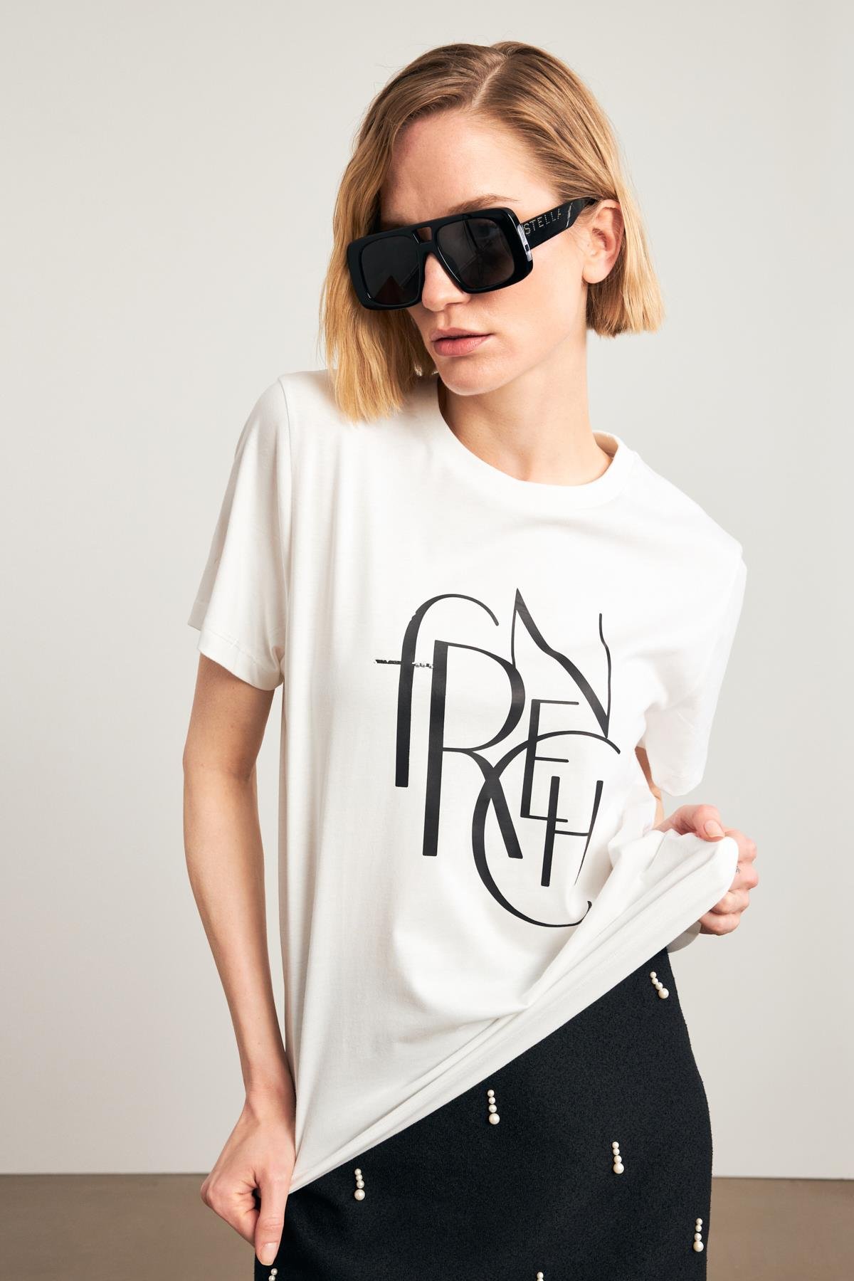 Ekru 2YB4CTS0438 T-SHIRT Kadın T-Shirt modelleri