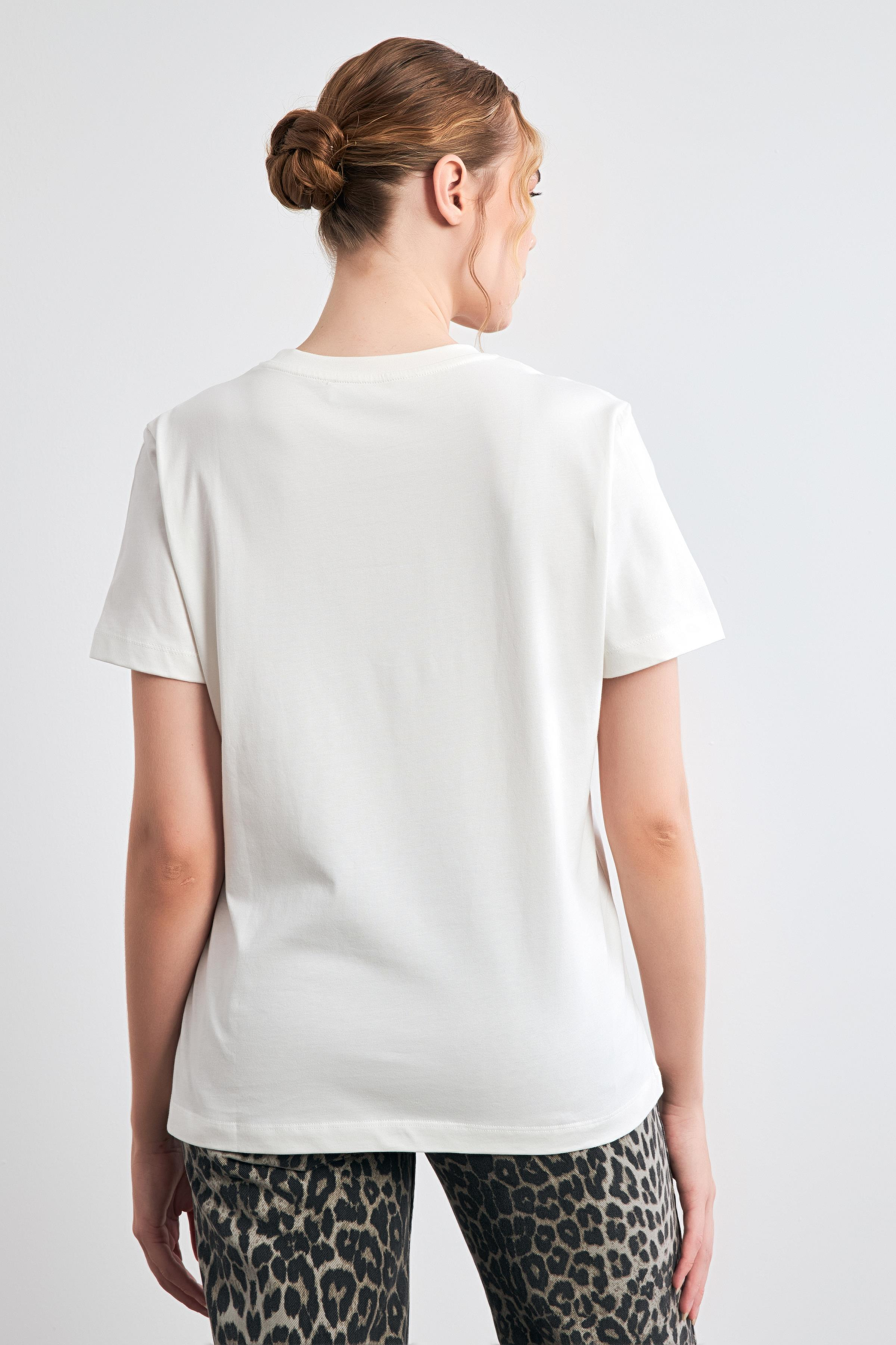 Ekru 2YB4CTS0443 T-SHIRT Kadın T-Shirt modelleri