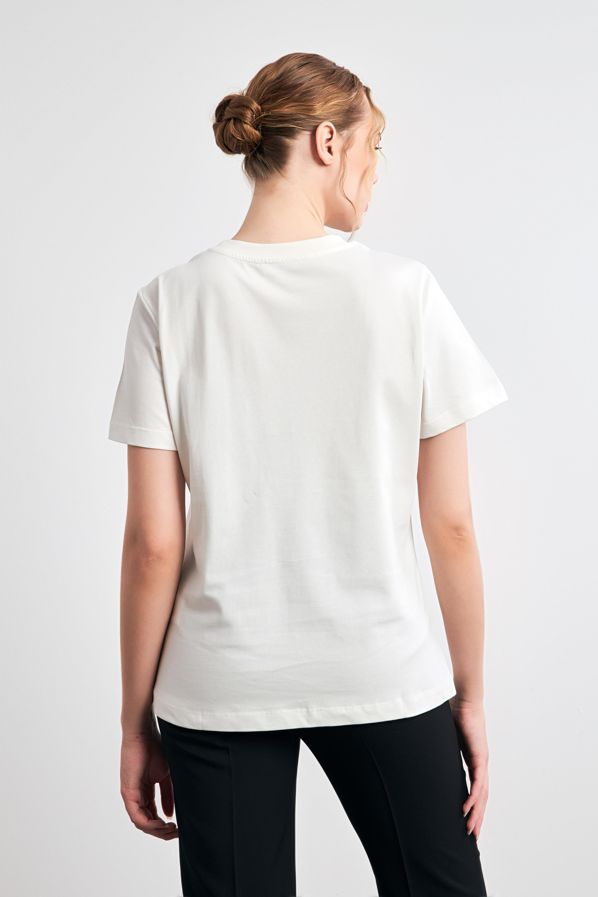 Ekru 2YB4CTS0445 T-SHIRT Kadın T-Shirt modelleri