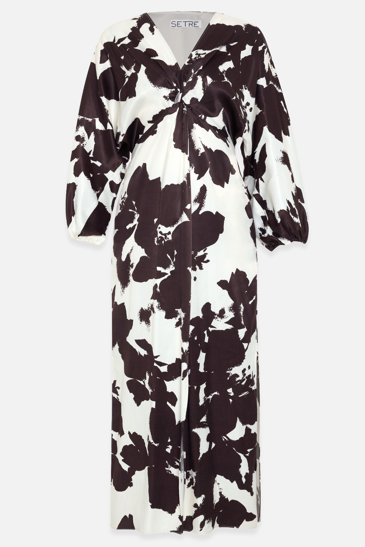 Ekru-Kahve Yaka Detaylı Rahat Kesim Desenli Elbise Kadın Günlük Elbise modelleri