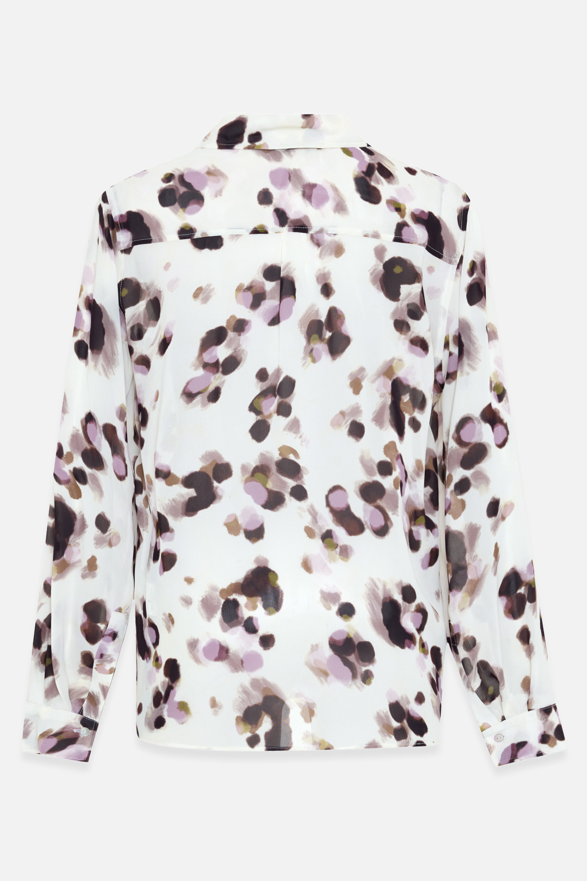 Ekru-Lila Desenli Uzun Kollu Rahat Kesim Gömlek Kadın Gömlek modelleri