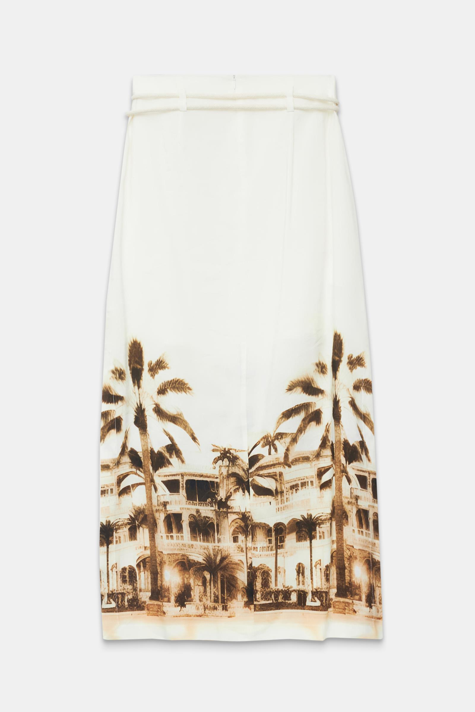 Ekru Tam Kalıp Desenli Midi Boy Etek Kadın Etek modelleri