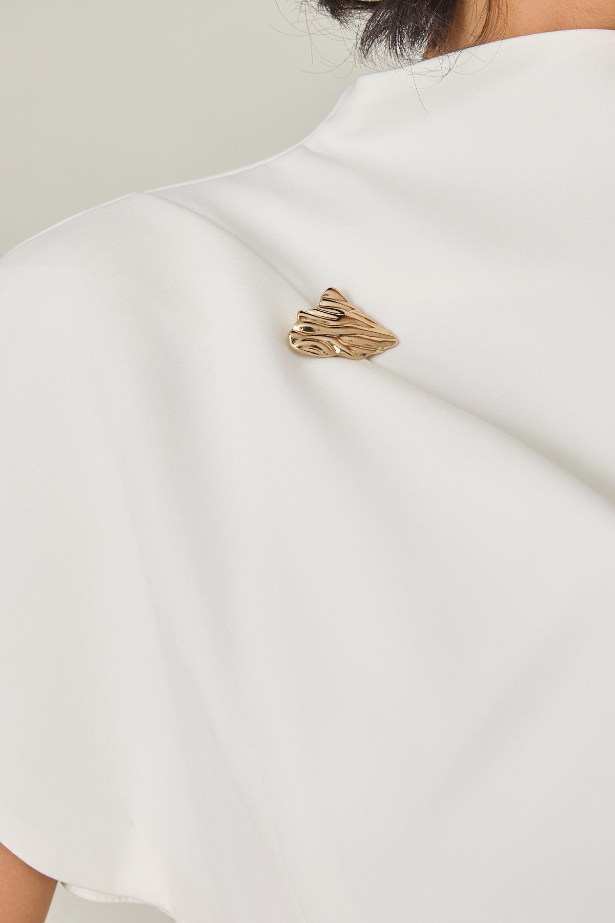 Ekru Tek Omuz Detaylı Tam Kalıp Midi Boy Elbise Kadın Kategorisiz modelleri