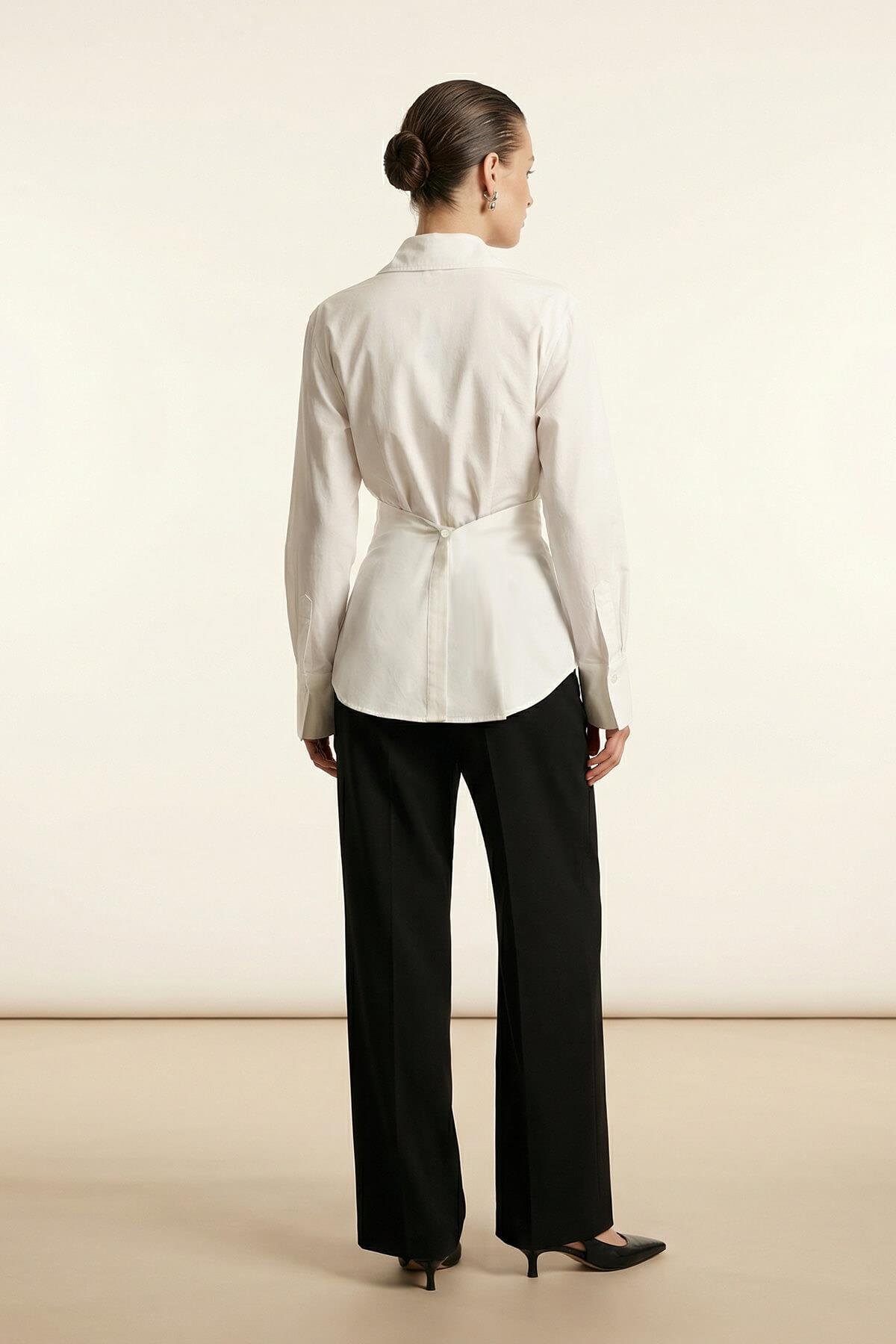 Ekru Uzun Kollu Gömlek Kadın GÖMLEK modelleri