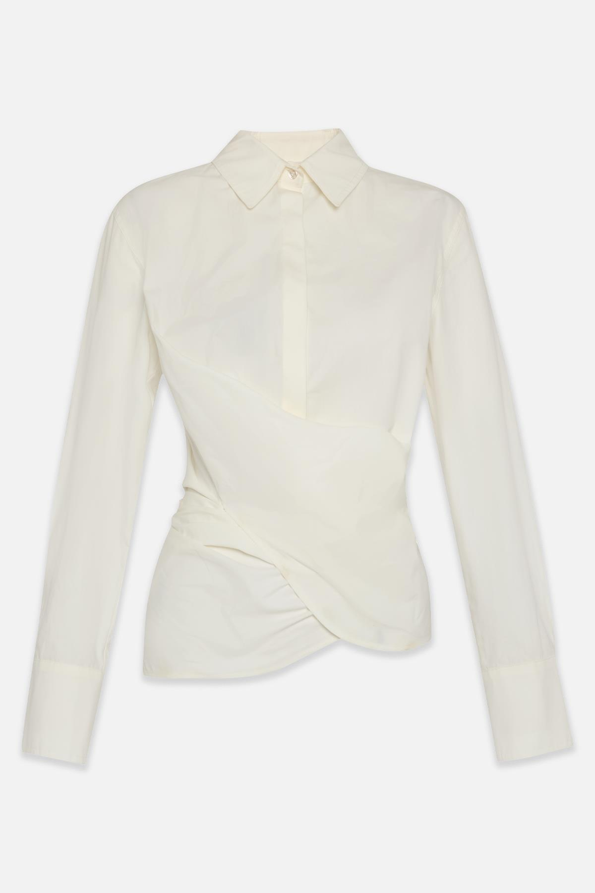 Ekru Uzun Kollu Gömlek Kadın GÖMLEK modelleri