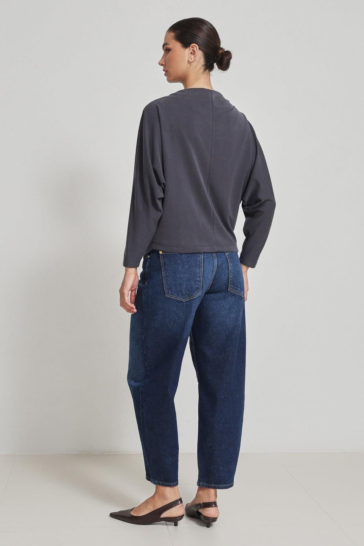 Füme Büzgü Detaylı Uzun Kollu Bluz  Kadın Bluz modelleri