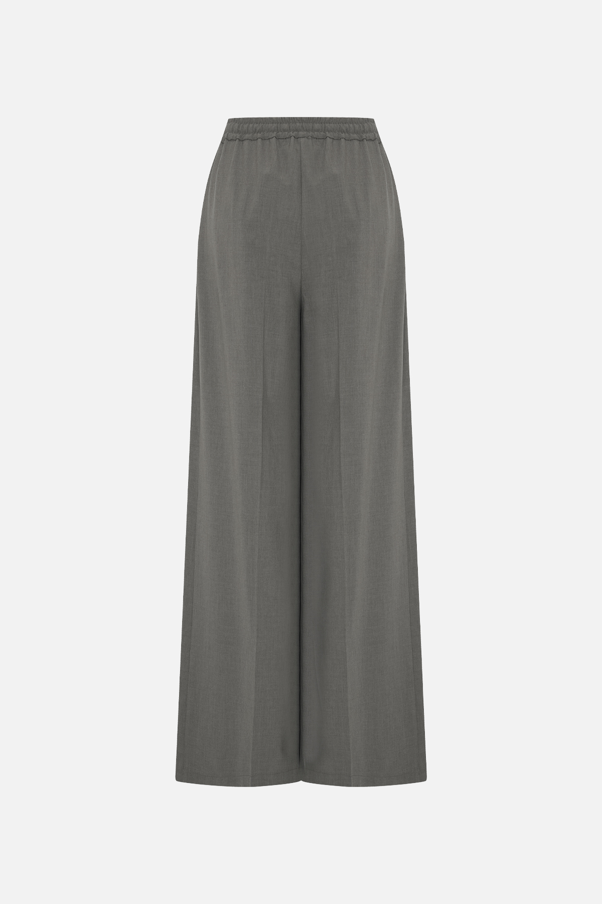 Gri Belden Lastikli Rahat Kesim Geniş Paça  Pantolon Kadın Pantolon modelleri