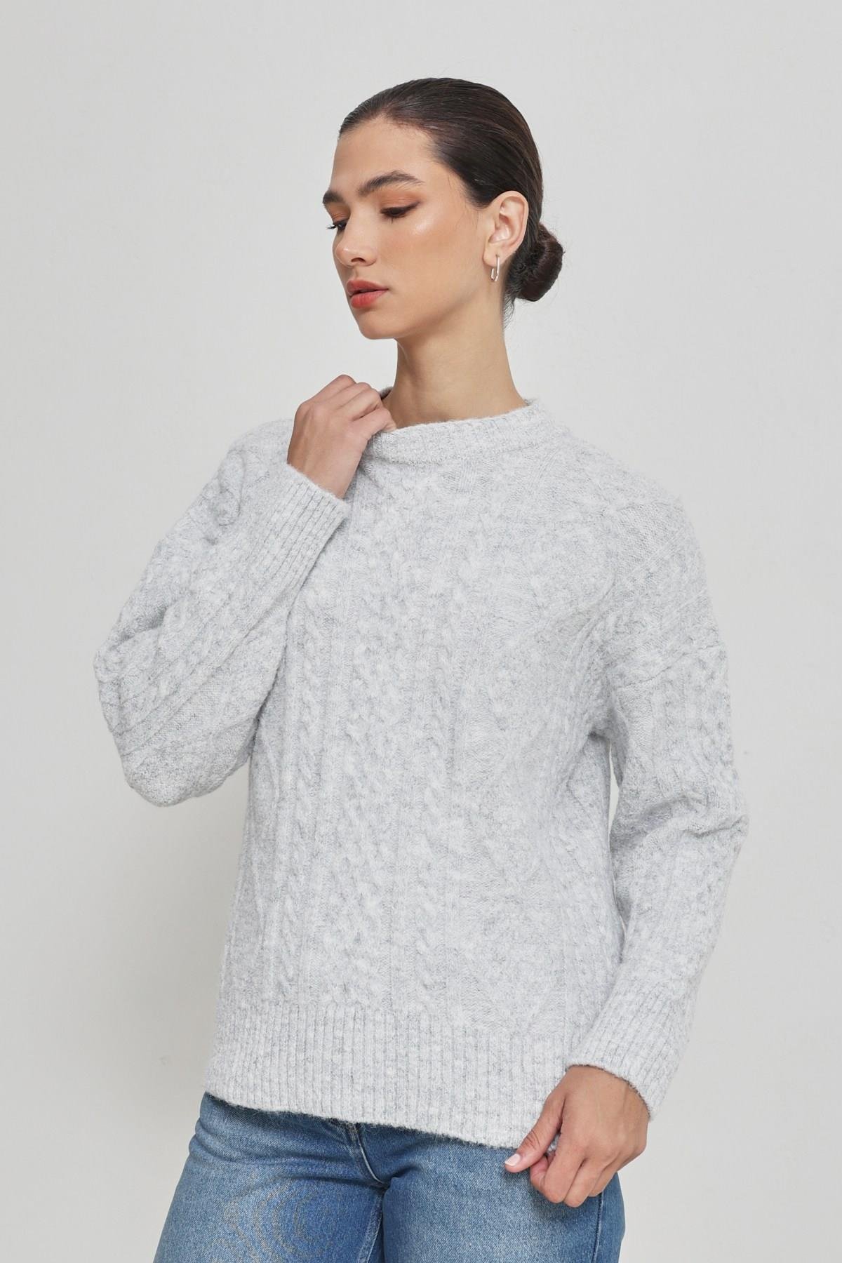 Gri Desenli Uzun Kollu Triko Kadın Triko modelleri