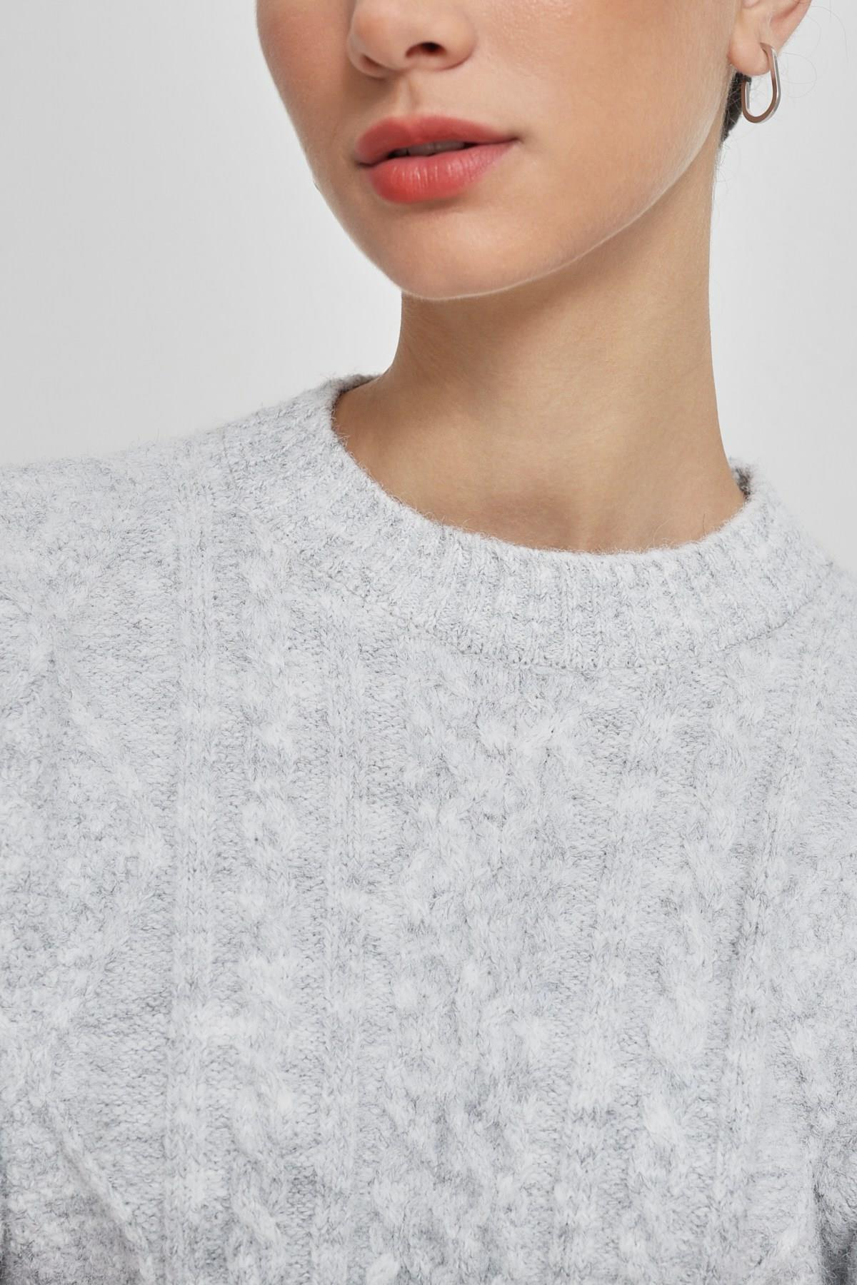 Gri Desenli Uzun Kollu Triko Kadın Triko modelleri