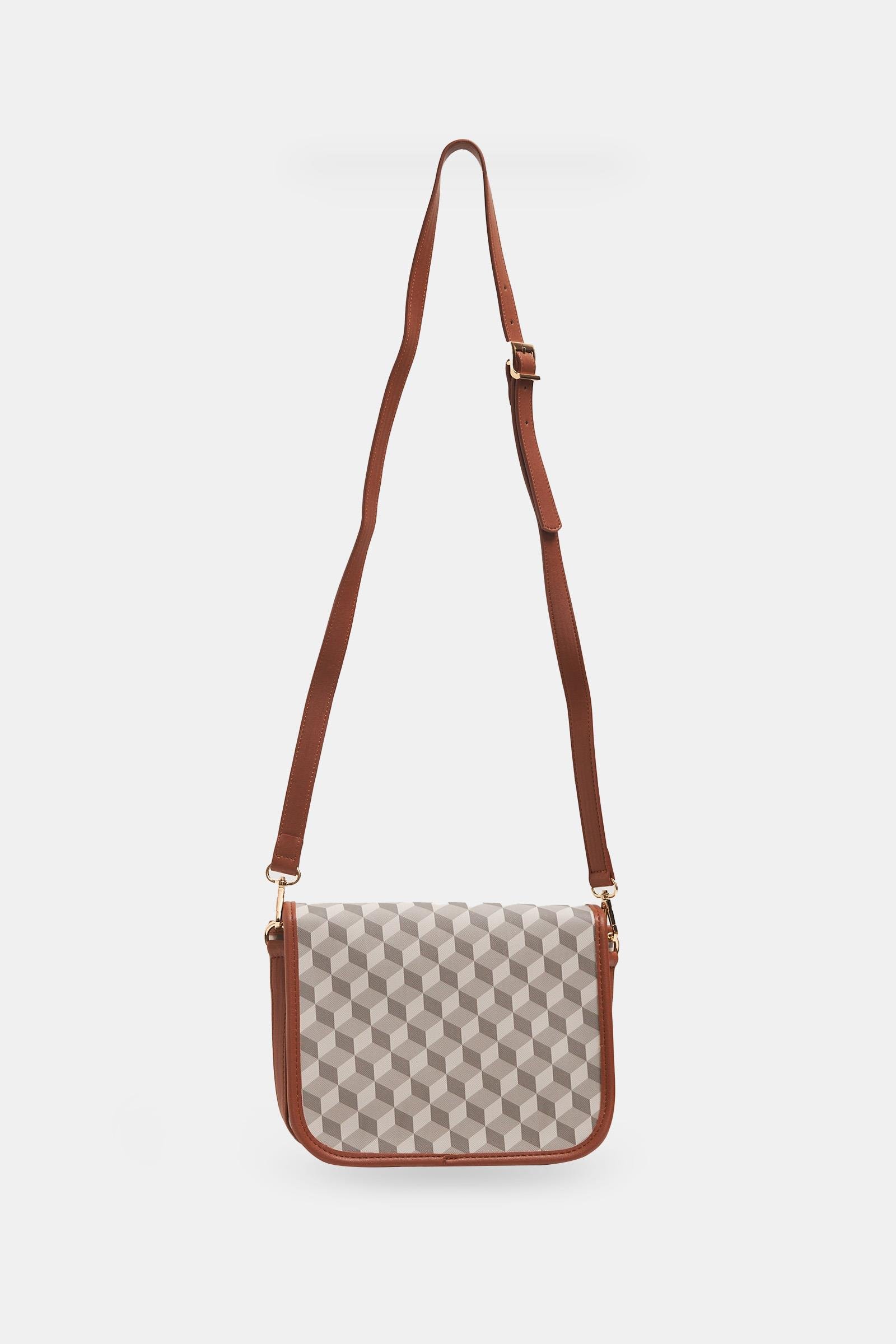 Gri Kemer Toka Detaylı Geometrik Desen Orta Boy Çanta Kadın Çanta modelleri