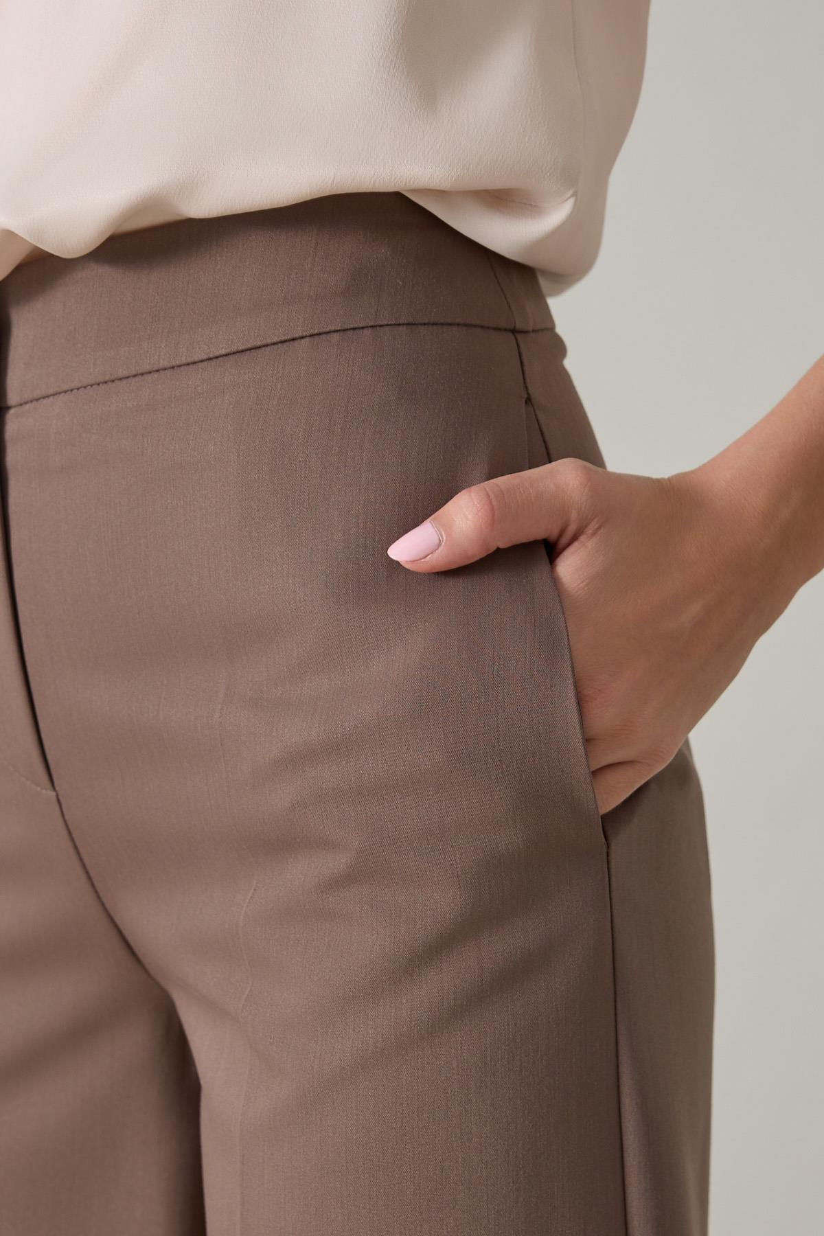 Kahve Bel Detaylı Dar Kalıp Pantolon Kadın Pantolon modelleri