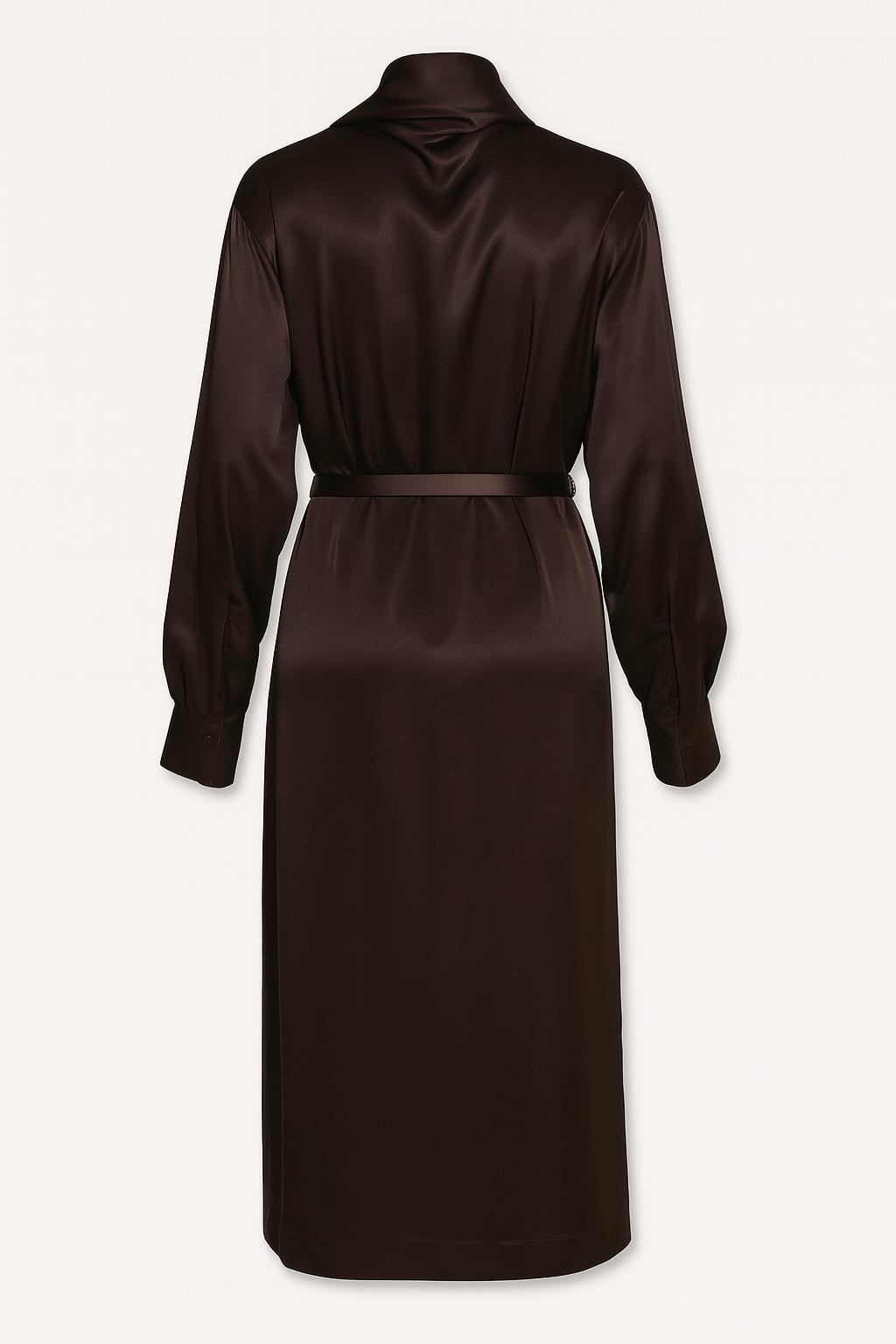 Kahve Boyun Detaylı Belden Kemerli Elbise Kadın Günlük Elbise modelleri