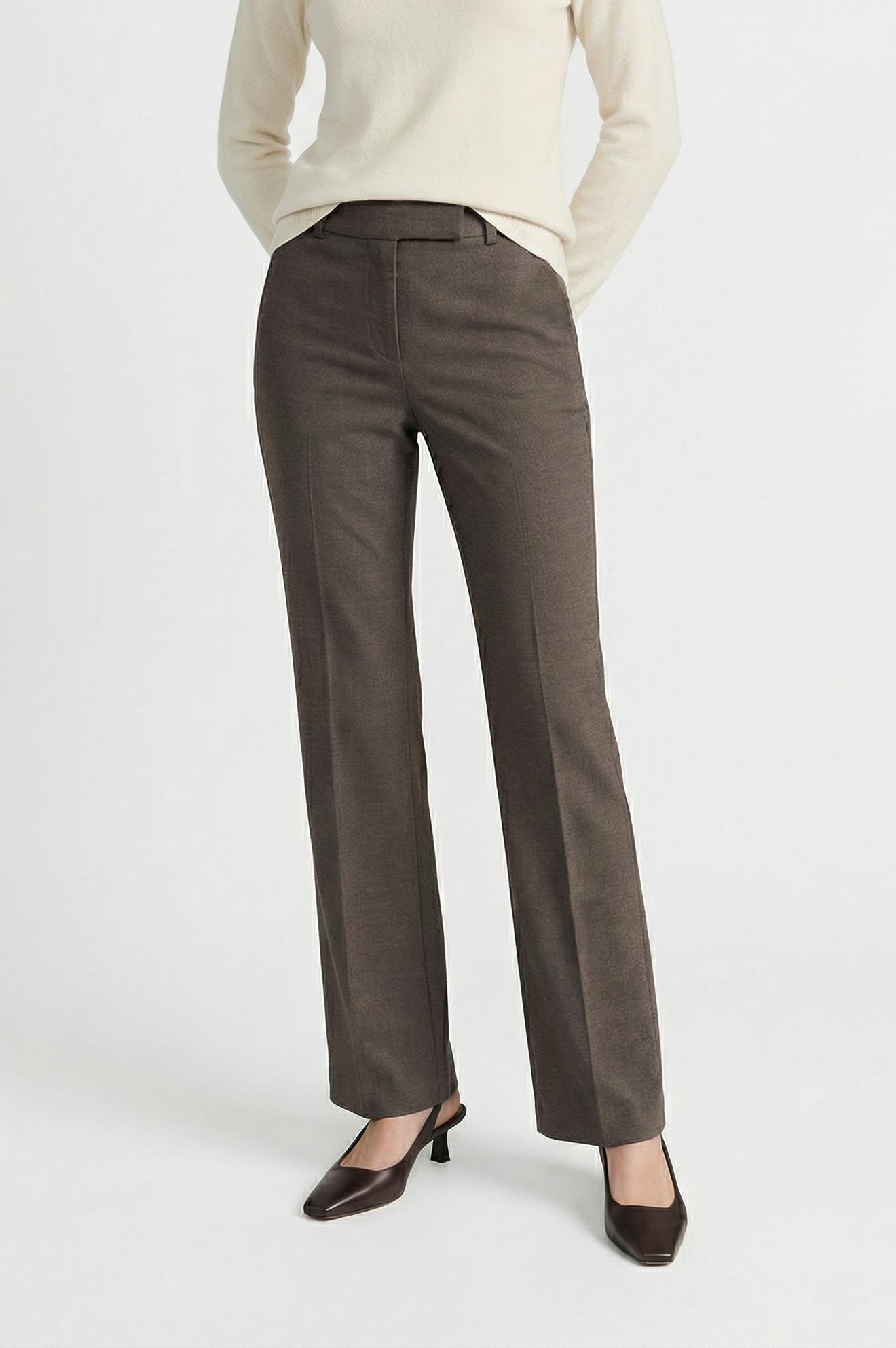 Kahverengi  Bel Detaylı Rahat Kesim Tam Kalıp Pantolon Kadın Pantolon modelleri