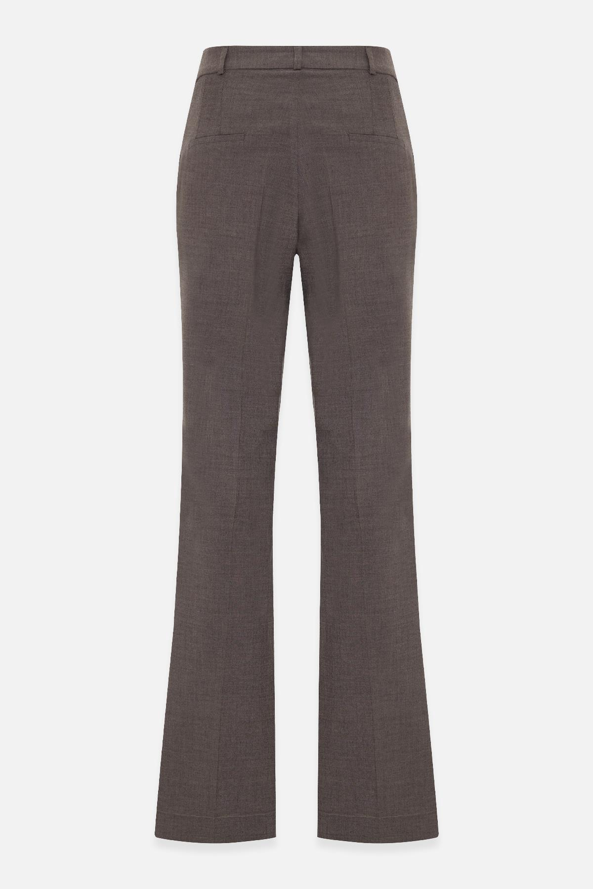 Kahverengi  Bel Detaylı Rahat Kesim Tam Kalıp Pantolon Kadın Pantolon modelleri