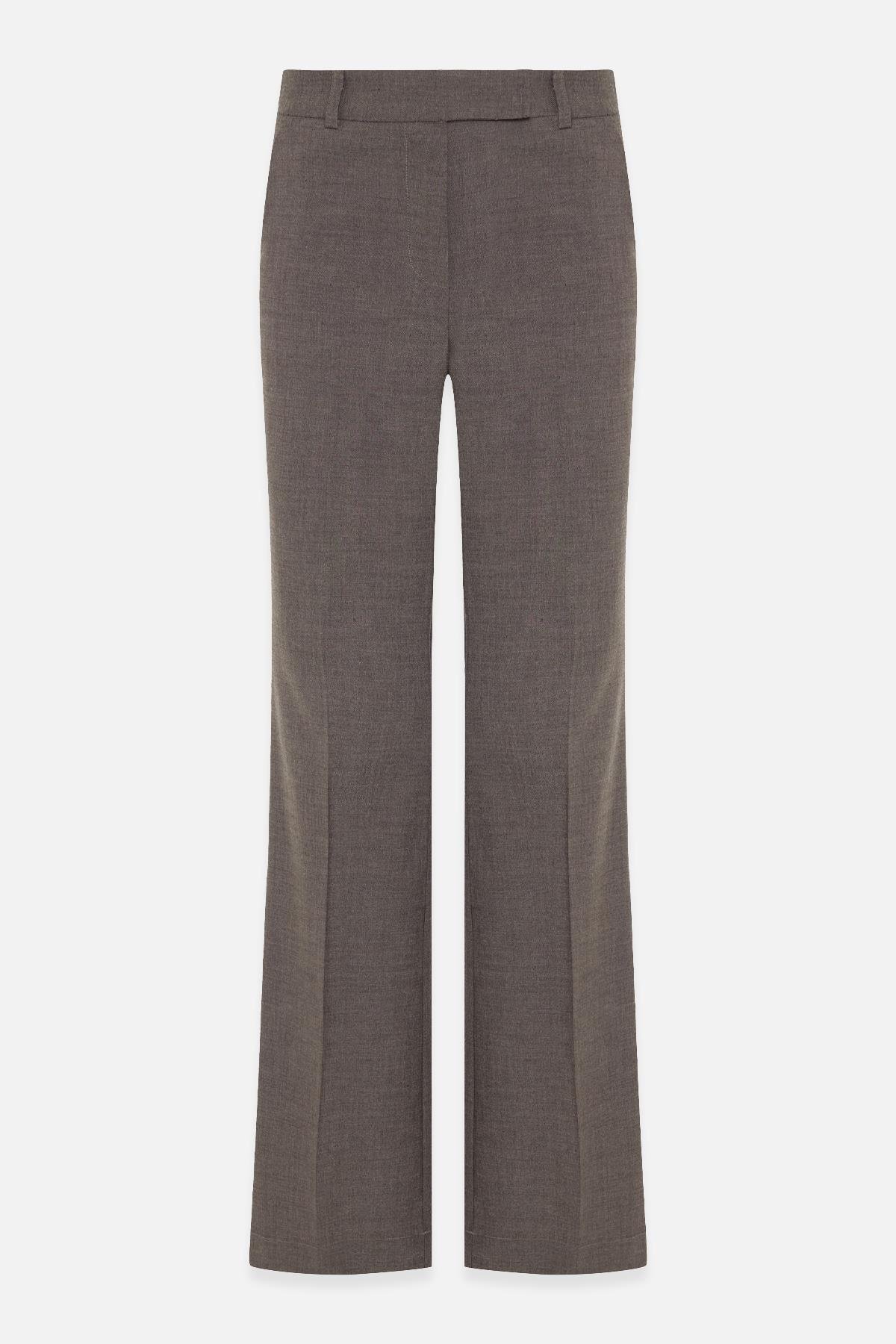 Kahverengi  Bel Detaylı Rahat Kesim Tam Kalıp Pantolon Kadın Pantolon modelleri