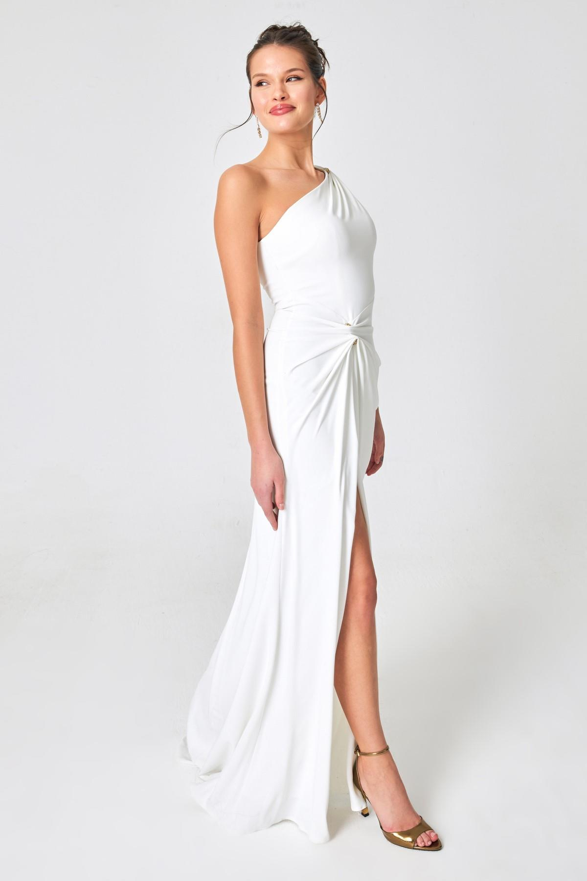 Kemik Aksesuar Detaylı Büzgülü Abiye Kadın Kategorisiz modelleri