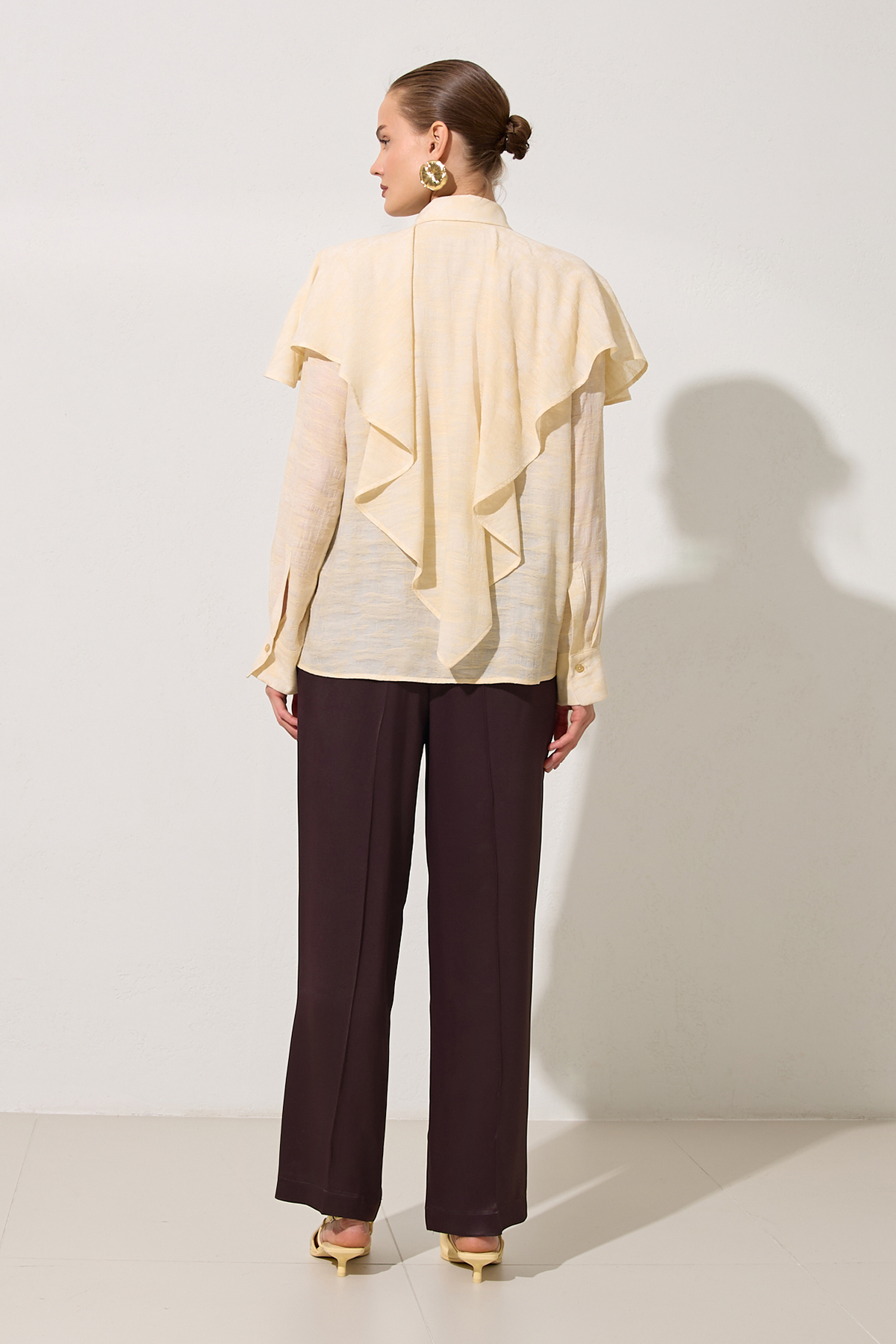 Krem 1YA1WSGM0698 GÖMLEK Kadın Gömlek modelleri