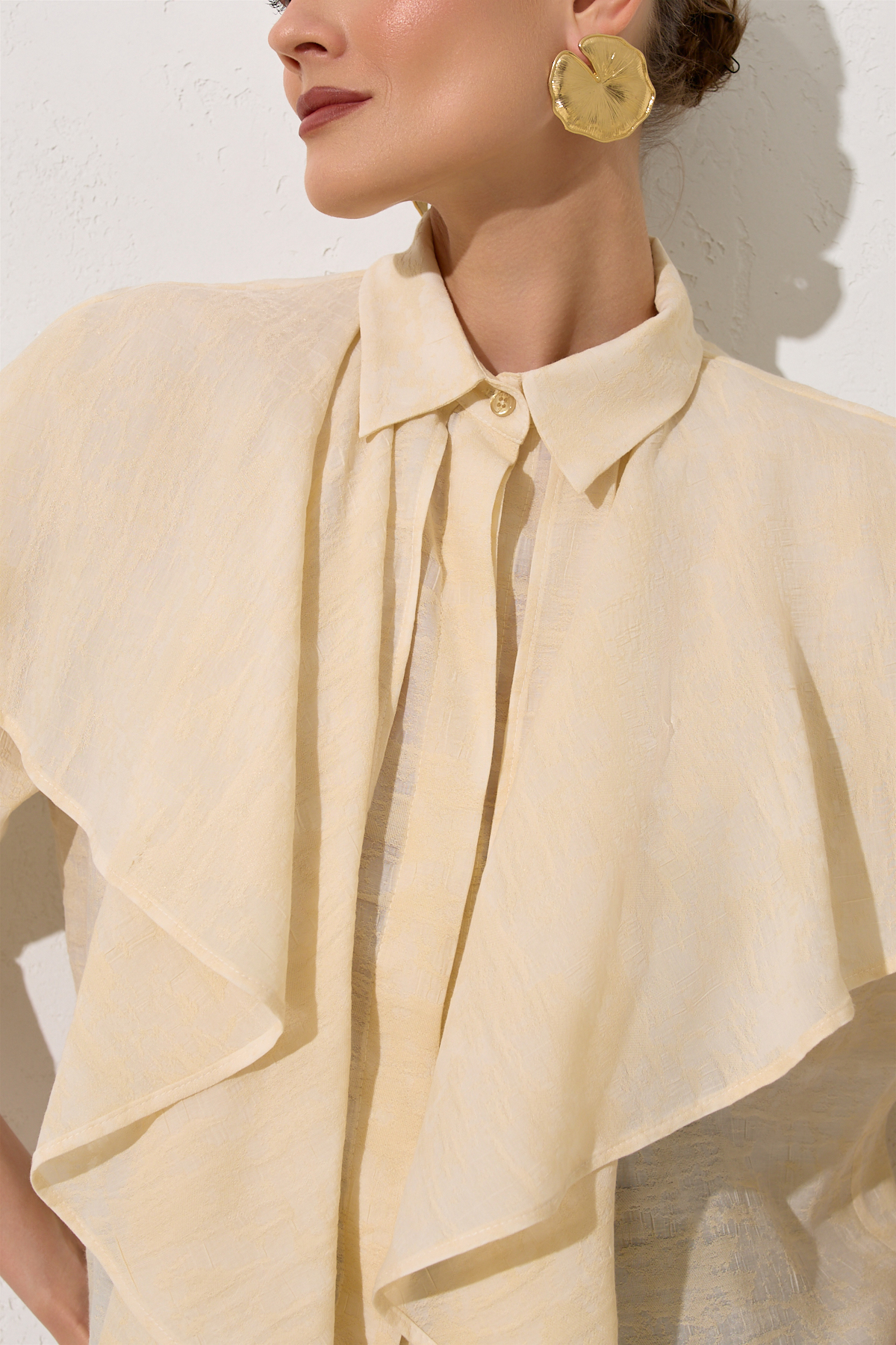 Krem 1YA1WSGM0698 GÖMLEK Kadın Gömlek modelleri