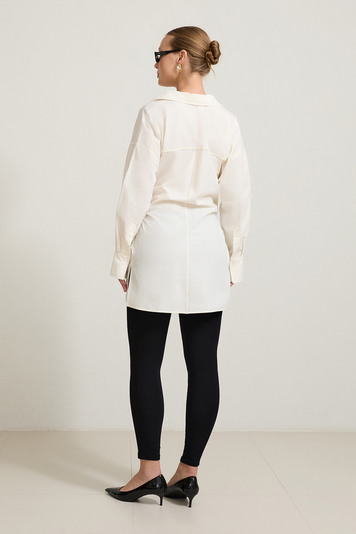 Krem 1YA2WSGM0687 GÖMLEK Kadın Gömlek modelleri