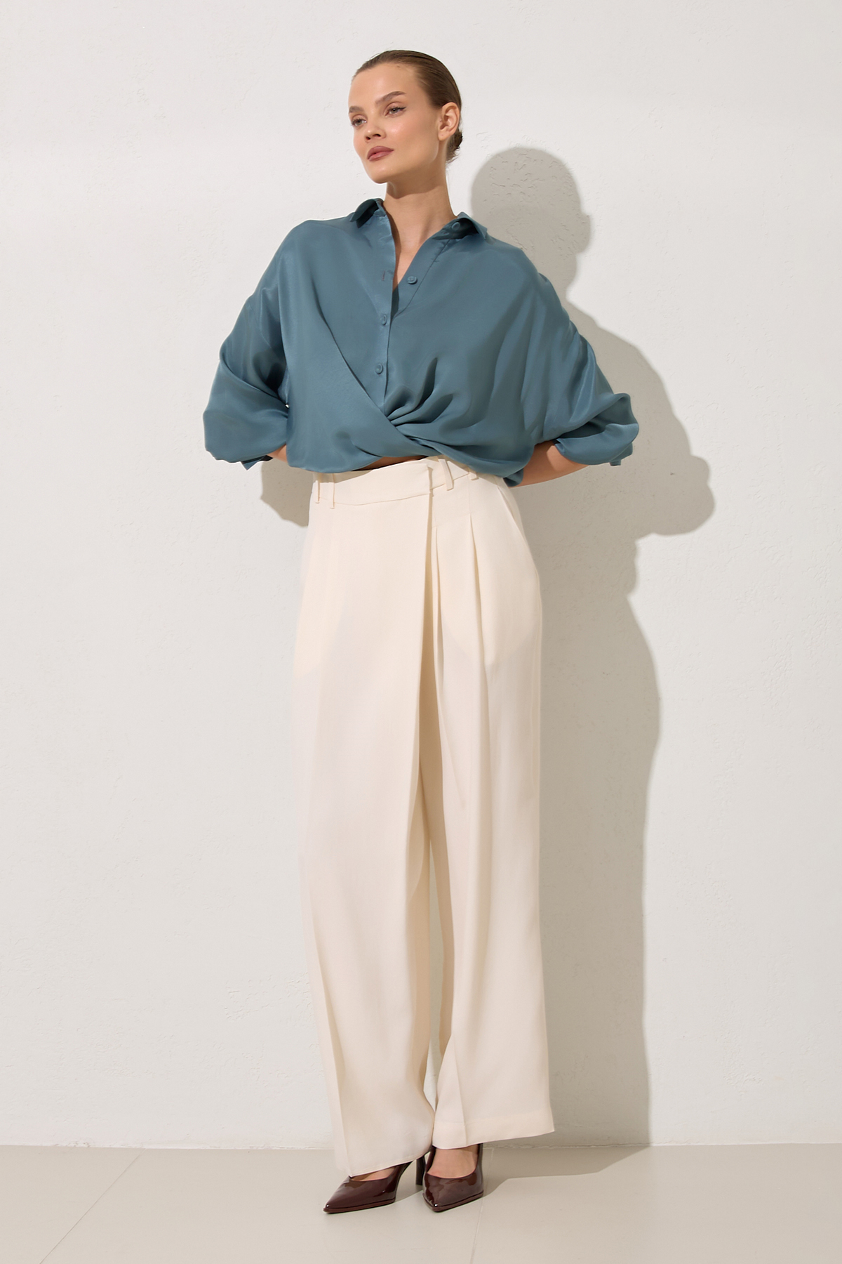 Krem 1YA2WSPN1486 PANTOLON Kadın Pantolon modelleri