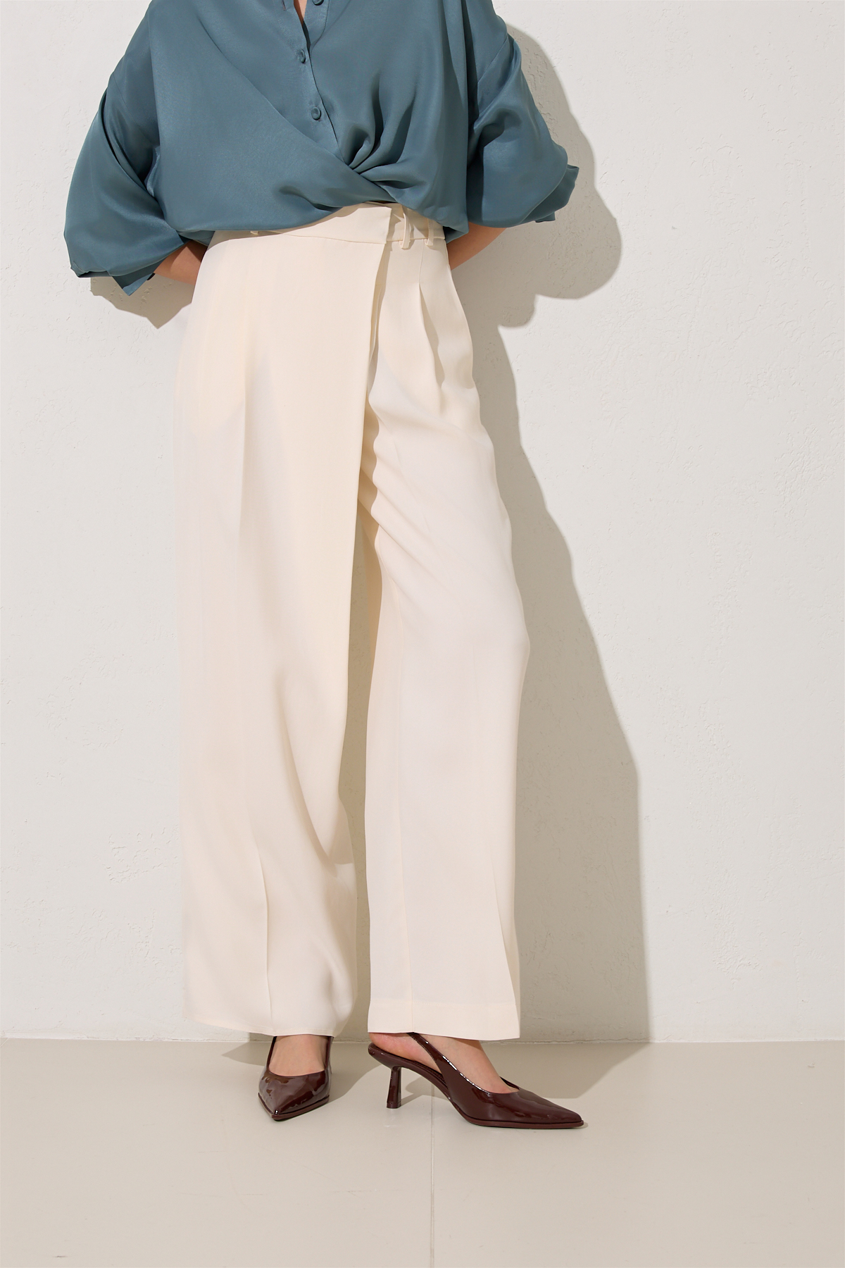 Krem 1YA2WSPN1486 PANTOLON Kadın Pantolon modelleri