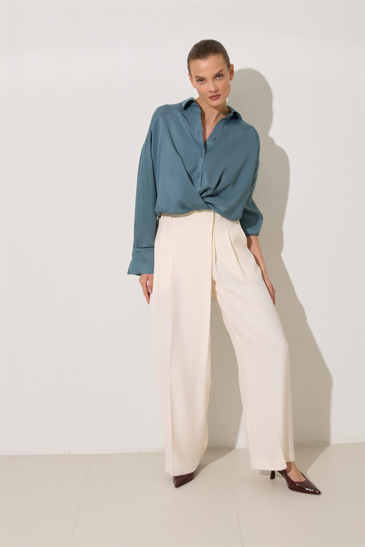 Krem 1YA2WSPN1486 PANTOLON Kadın Pantolon modelleri