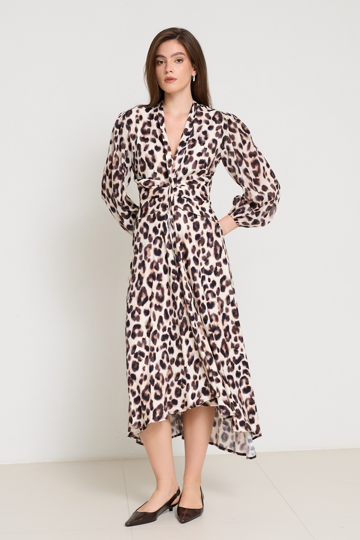 Krem - Acı Kahve 1YA1WSEL3353 ELBİSE Kadın Günlük Elbise modelleri